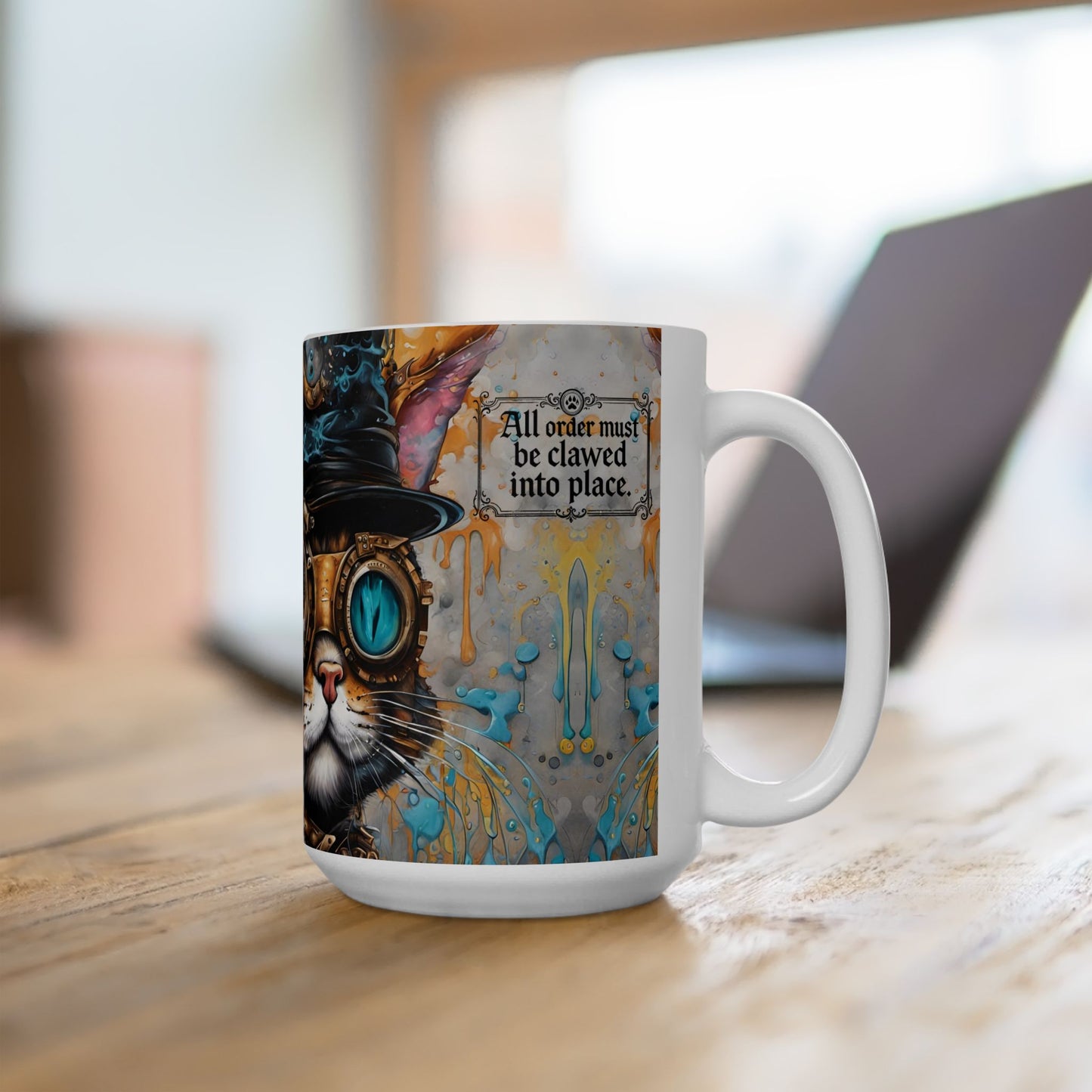 Baroness Nyx von Clawthorne Mug 11oz/15oz – Steampunk Cat Fantasy Art | Muntedverse Great Pantry War Collectible Drinkware
