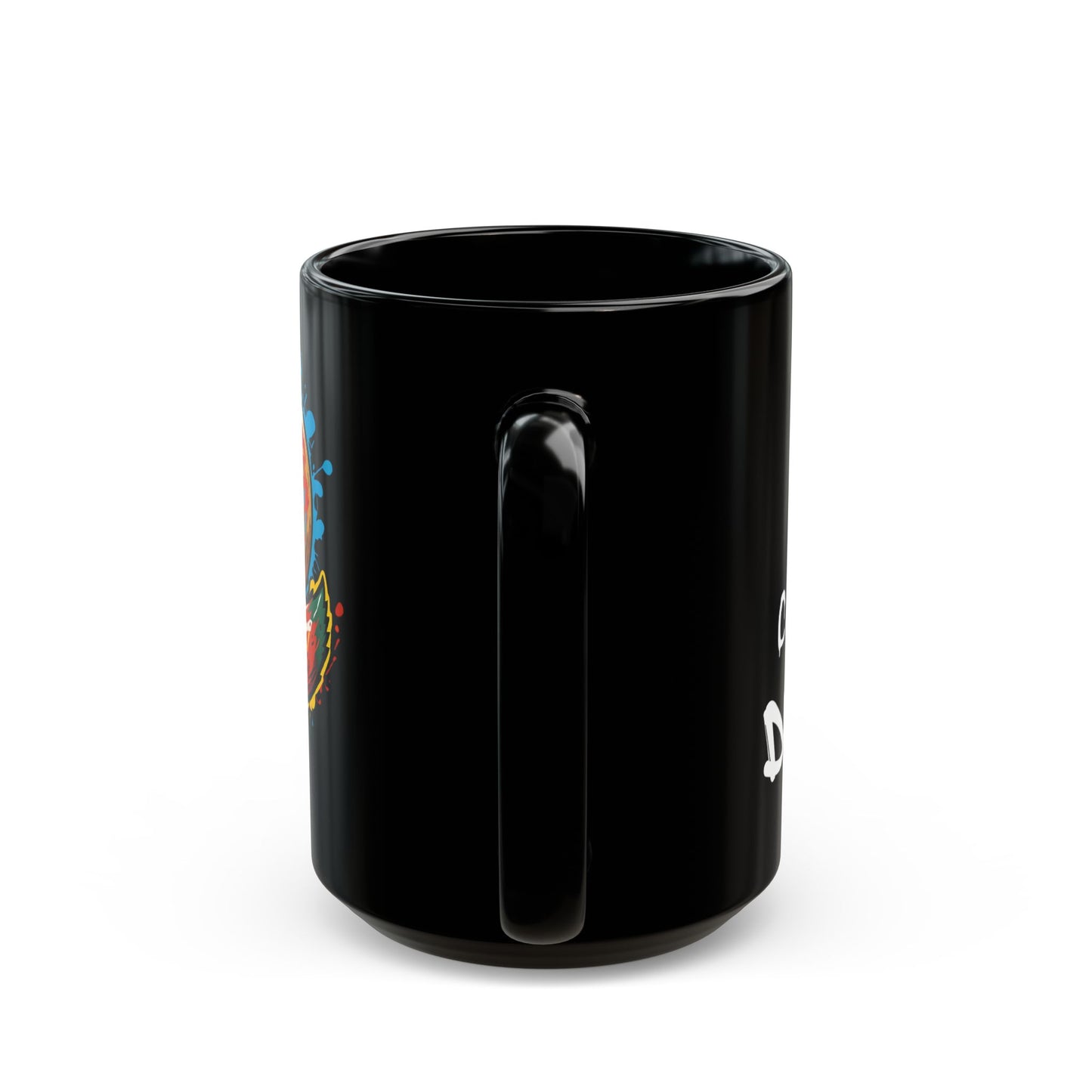 Caffeine Dealer Mug – Black Ceramic Gamer Coffee Cup with Raccoon Loot Art