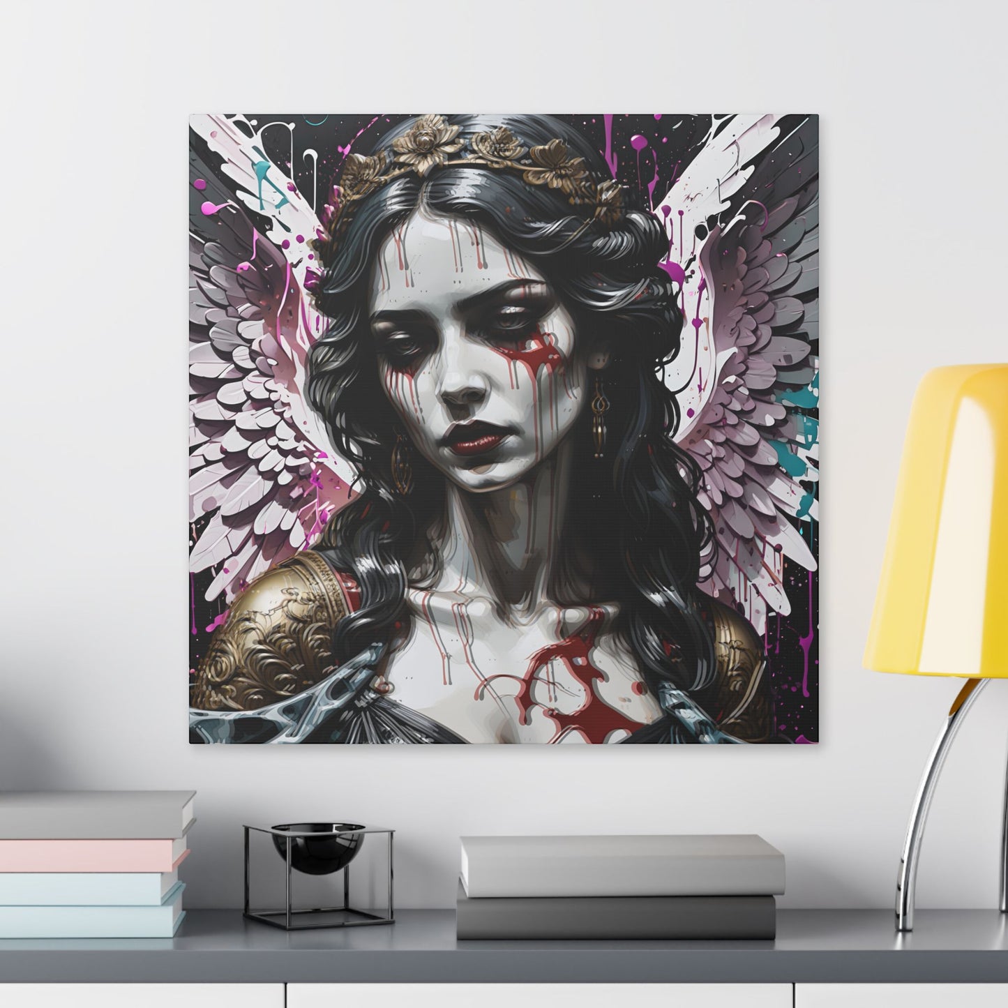 Angelic Blood‑Tears Fine Art Print | Dark Gothic Interior