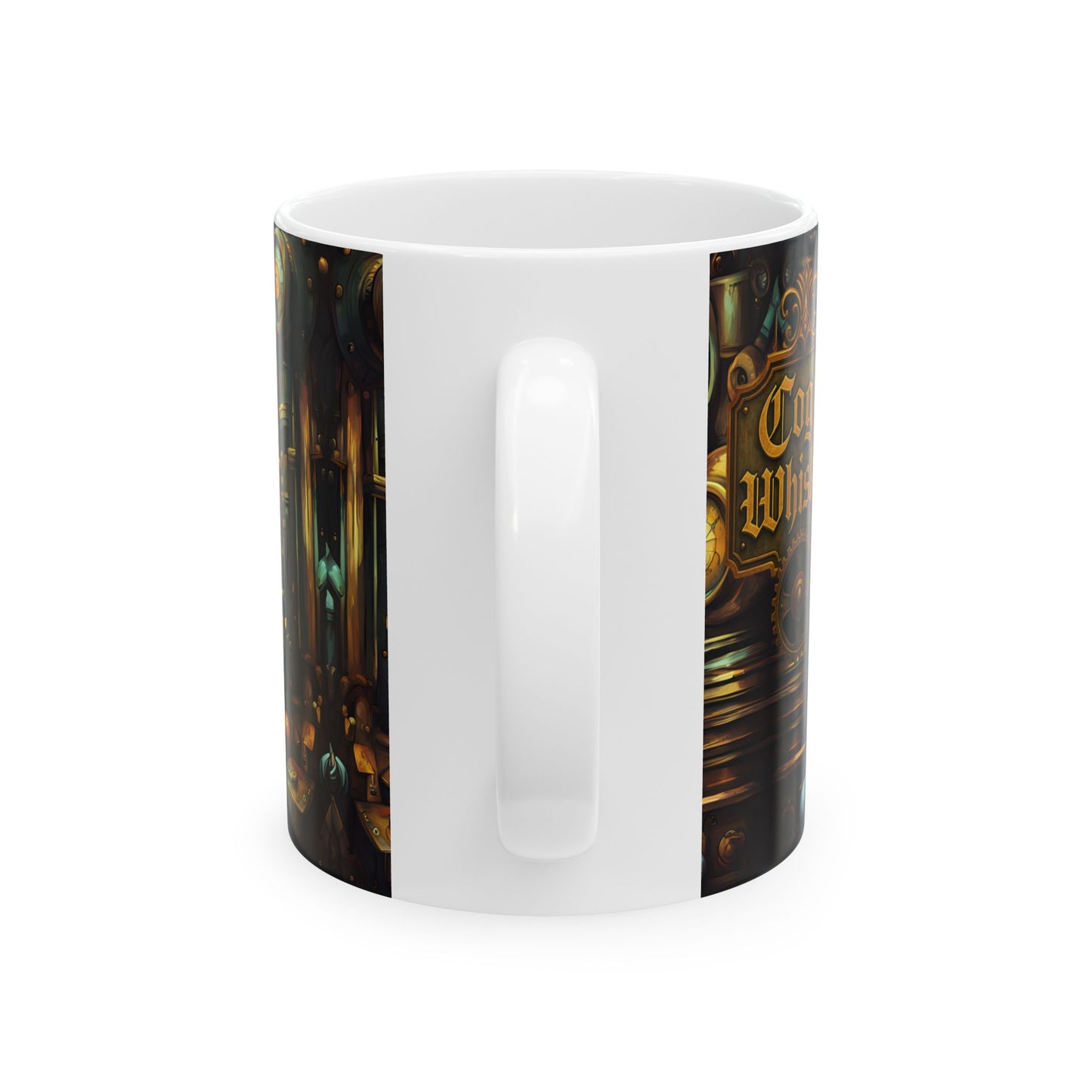 The Great Pantry War Mug 11oz/15oz – Steampunk Cat & Rat Fantasy Art | Muntedverse Ceramic Drinkware Collectible