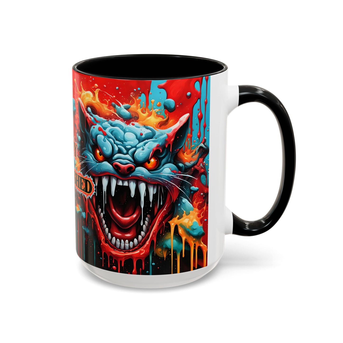 Psychedelic Cat Mug – “Fury Unleashed” | Vibrant Feline Rage in Mug Form