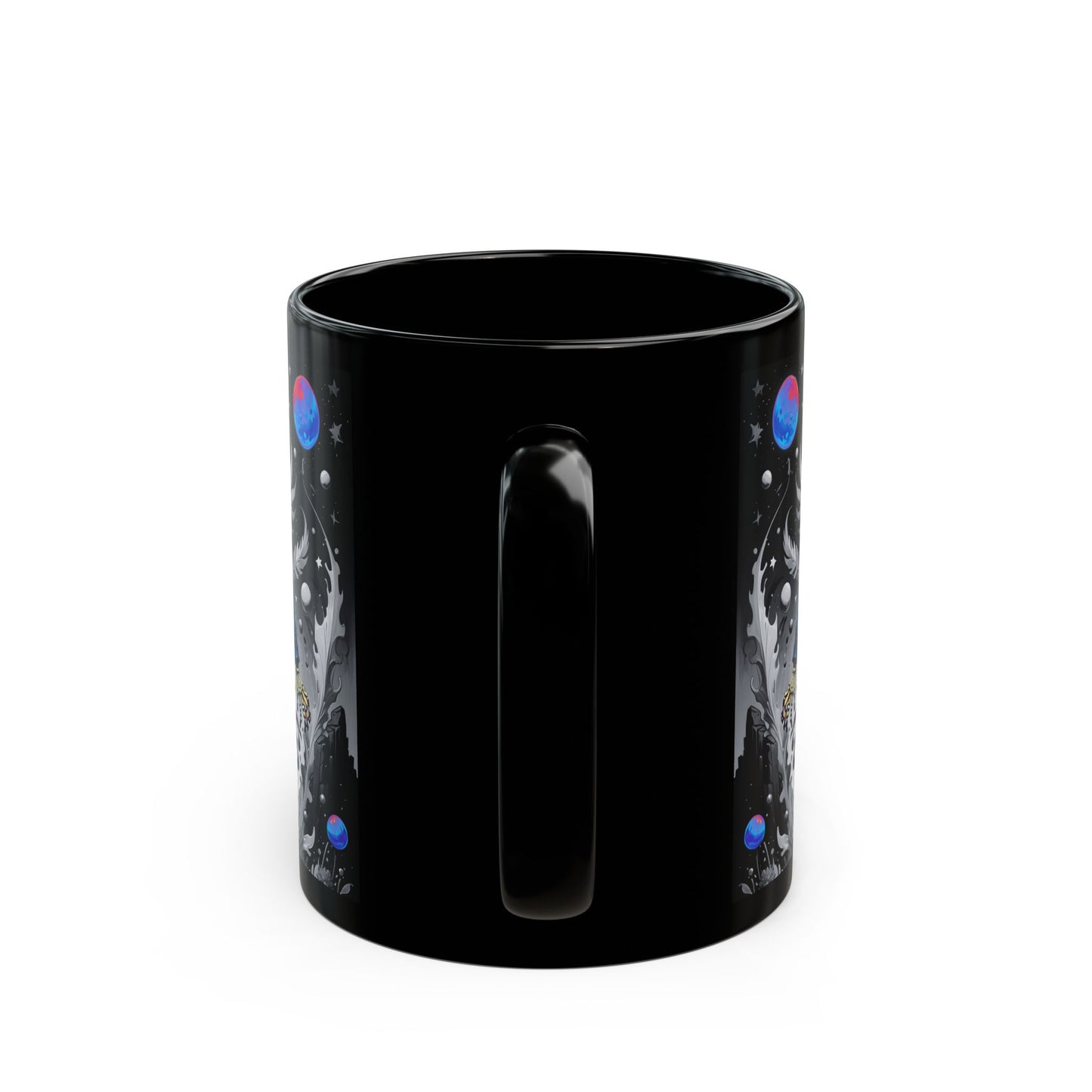 Psychedelic Tarot Mug – The Fool Card 0 – Trippy Skeleton Art – “Walk Like the Universe Owes You a Road” – Ceramic Coffee Cup