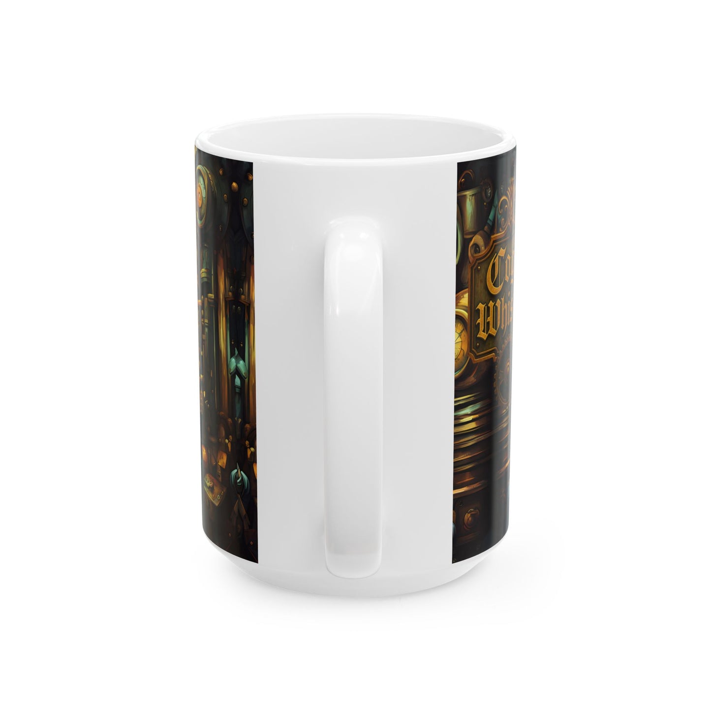 The Great Pantry War Mug 11oz/15oz – Steampunk Cat & Rat Fantasy Art | Muntedverse Ceramic Drinkware Collectible