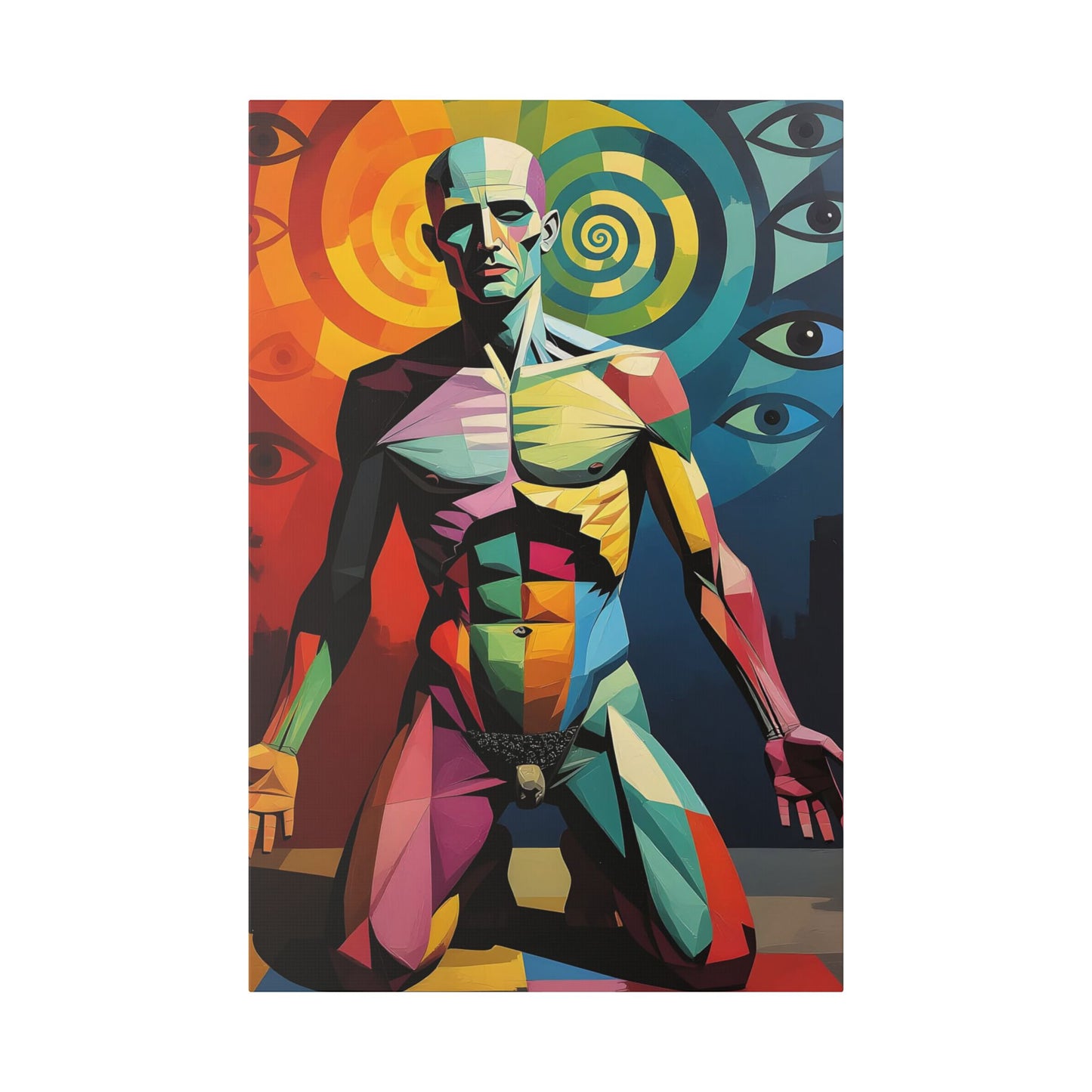 Psychedelic Human Canvas Art Print – Surreal Colourful Visionary Wall Art