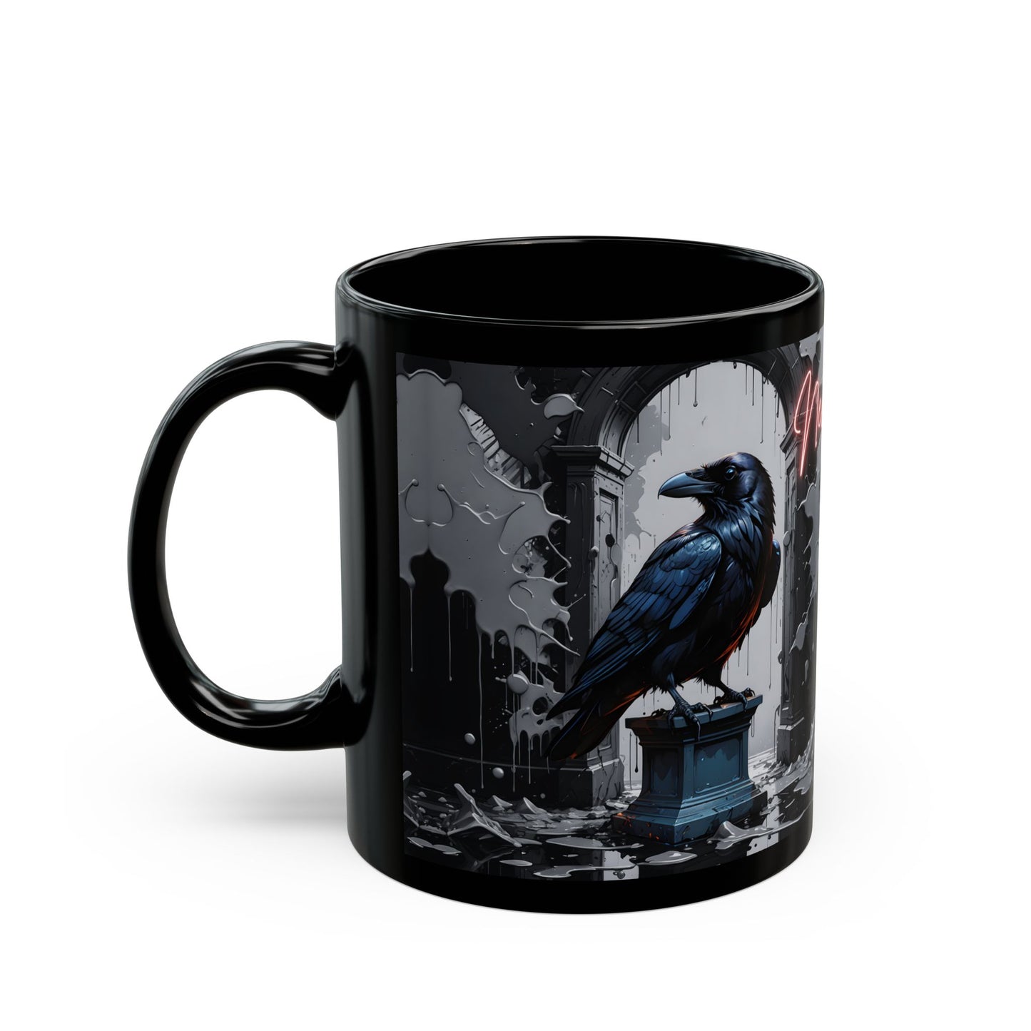 Nevermore Raven Mug – Gothic Black Coffee Cup for Poe Lovers, Writers & Literary Souls