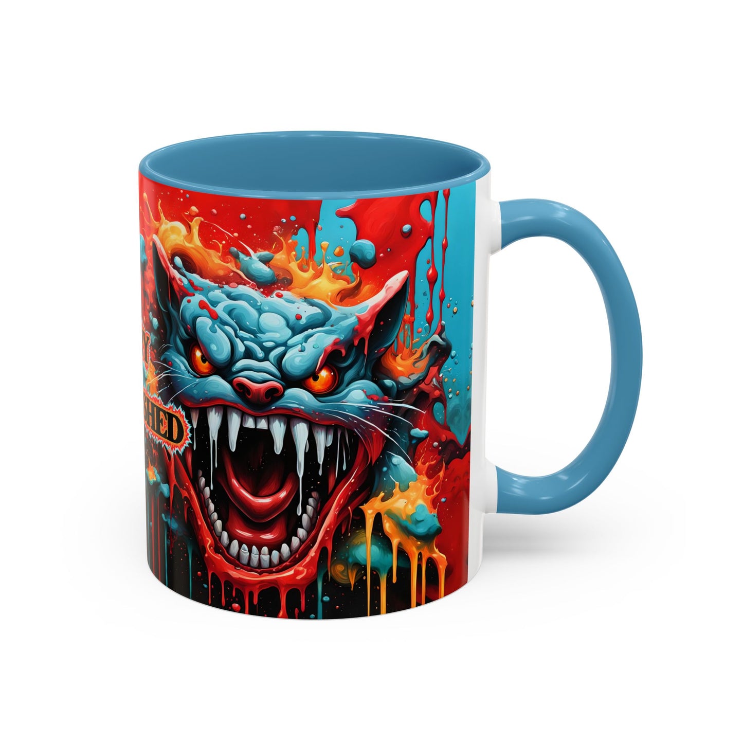 Psychedelic Cat Mug – “Fury Unleashed” | Vibrant Feline Rage in Mug Form