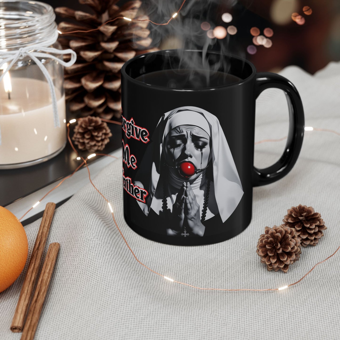 Forgive Me Father Mug – Dark Humor Gothic Coffee Cup