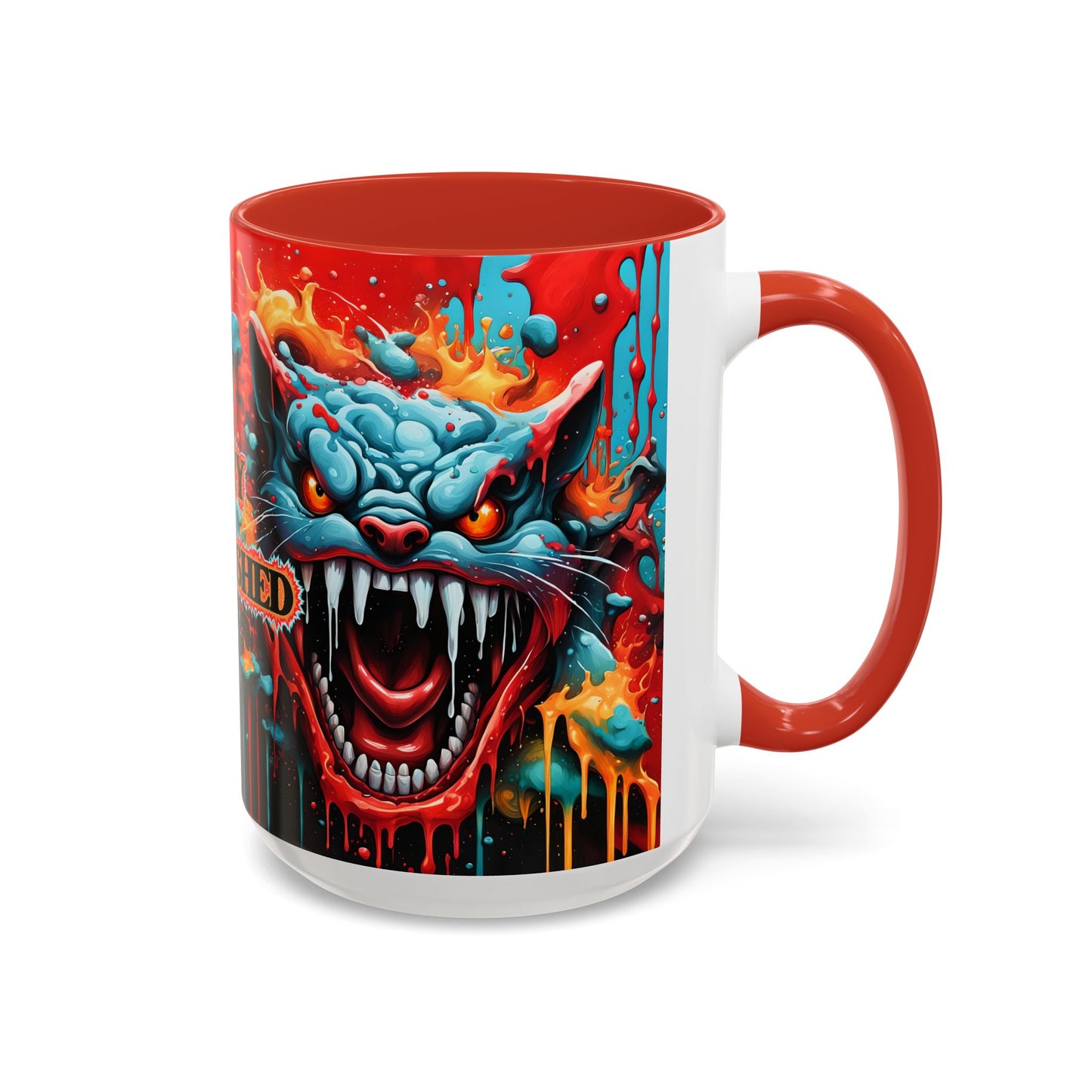Psychedelic Cat Mug – “Fury Unleashed” | Vibrant Feline Rage in Mug Form