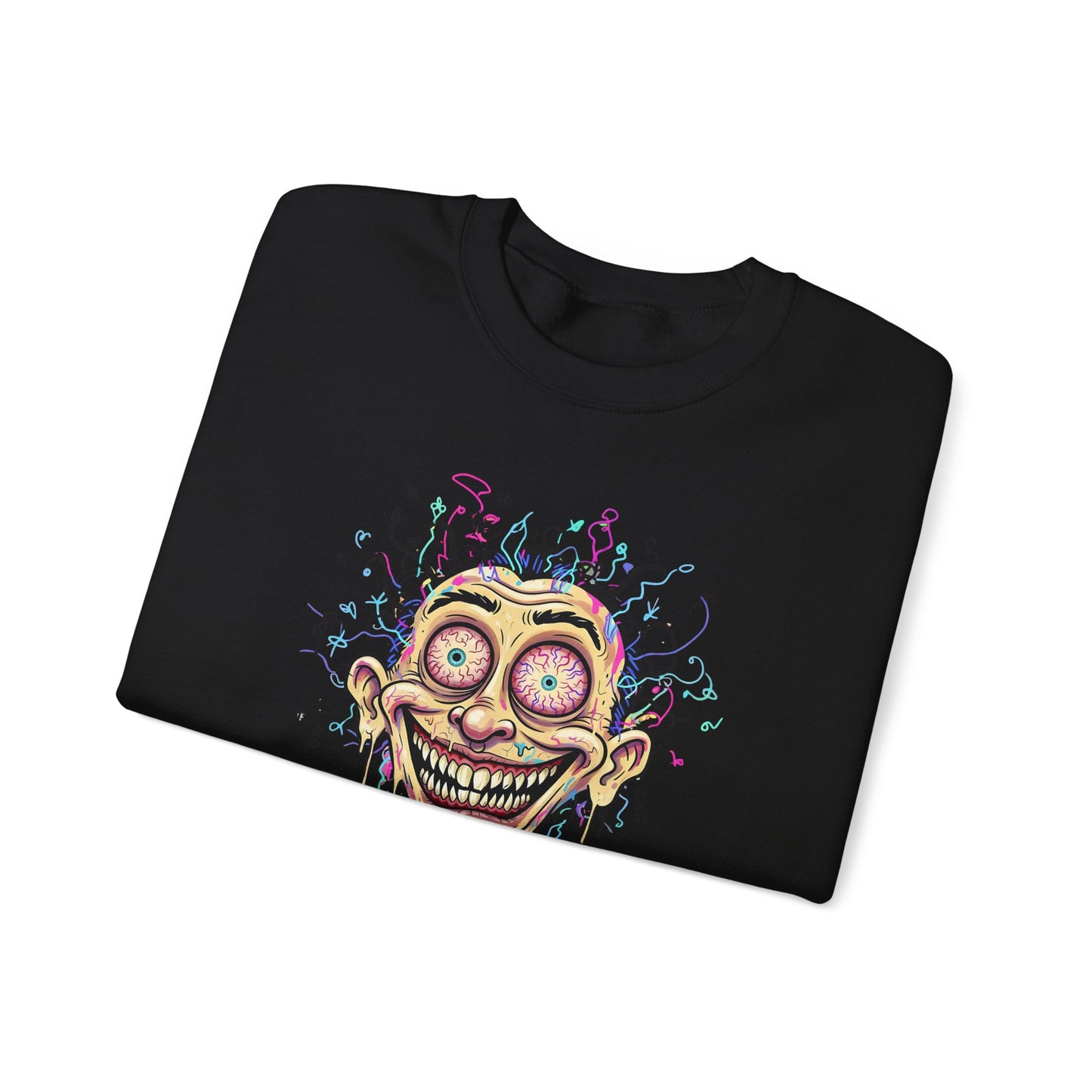 Munted Face Sweatshirt — Trippy Graphic Pullover for Weird Art Lovers