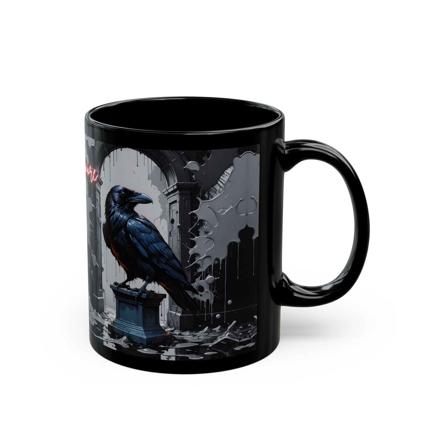 Nevermore Raven Mug – Gothic Black Coffee Cup for Poe Lovers, Writers & Literary Souls
