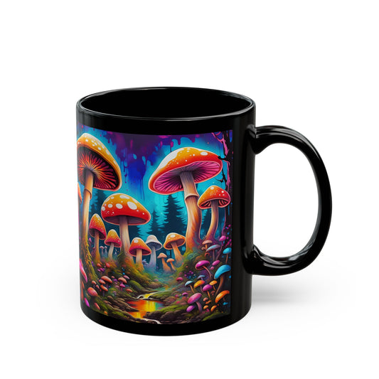 Vibrant Psychedelic Mushroom Forest Ceramic Mug | Colorful Coffee Cup | Unique Nature Lover Gift