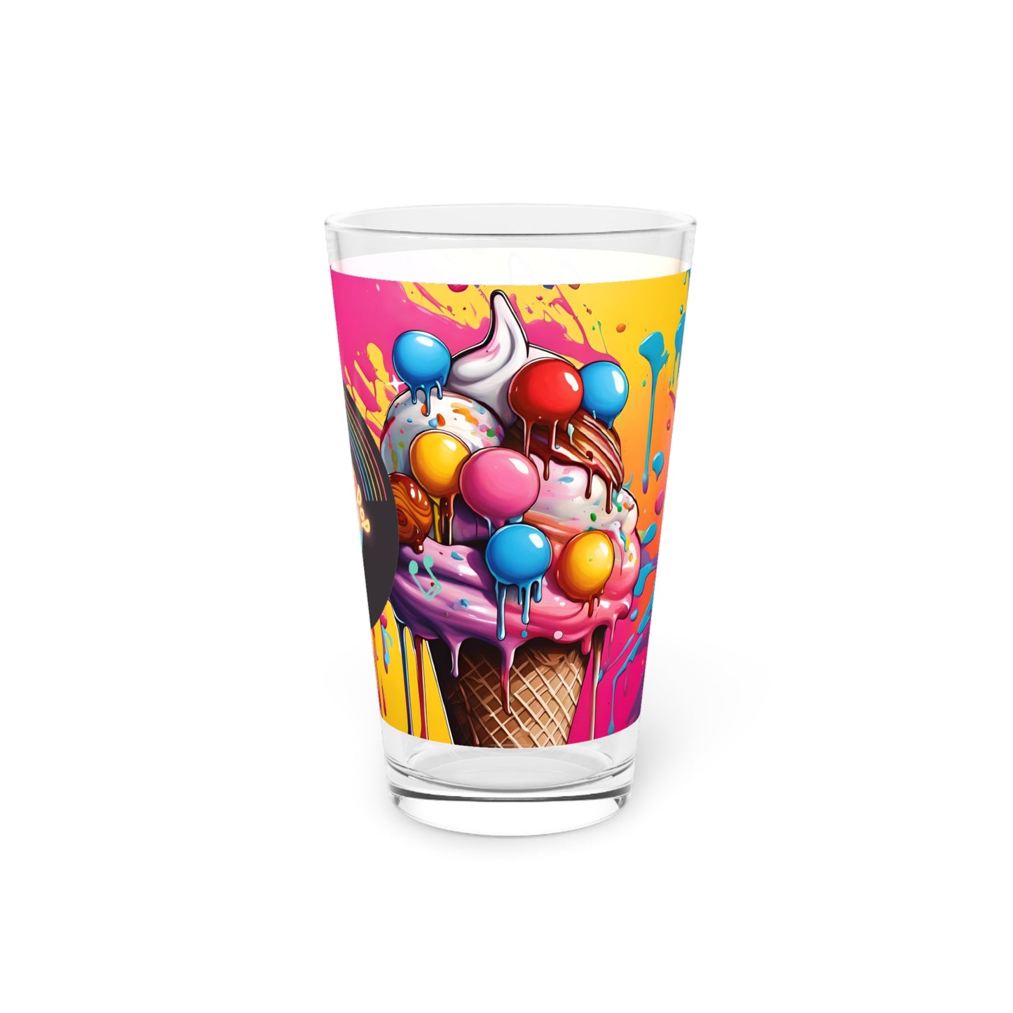 Ice Cream & Lollipop Pop Art Pint Glass – Bright Colourful Tumbler Cup (16oz)