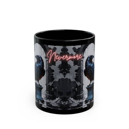 Nevermore Raven Mug – Gothic Black Coffee Cup for Poe Lovers, Writers & Literary Souls