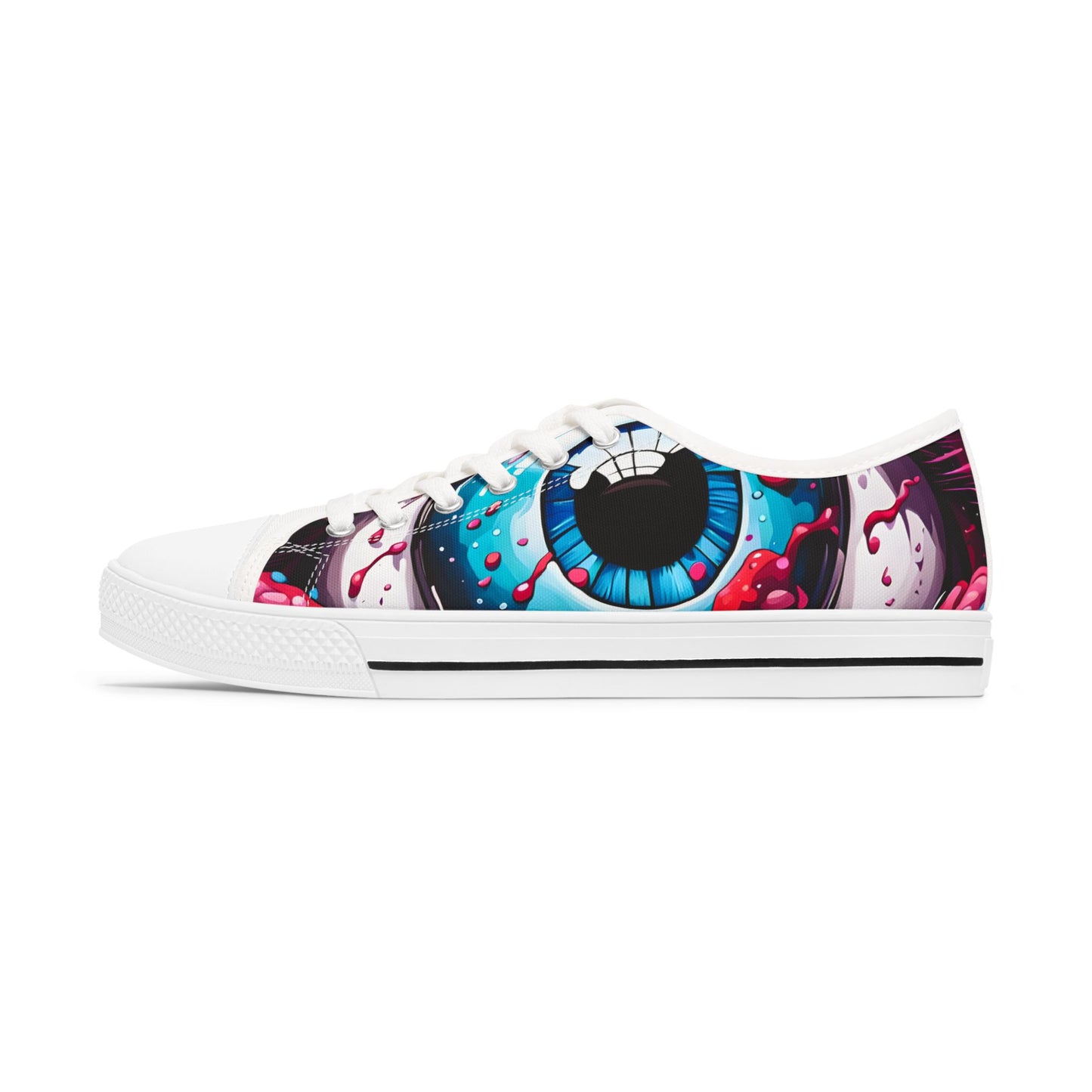 Cosmic Eye Women’s Sneakers – Trippy Art Low Tops with All-Seeing Eye Design