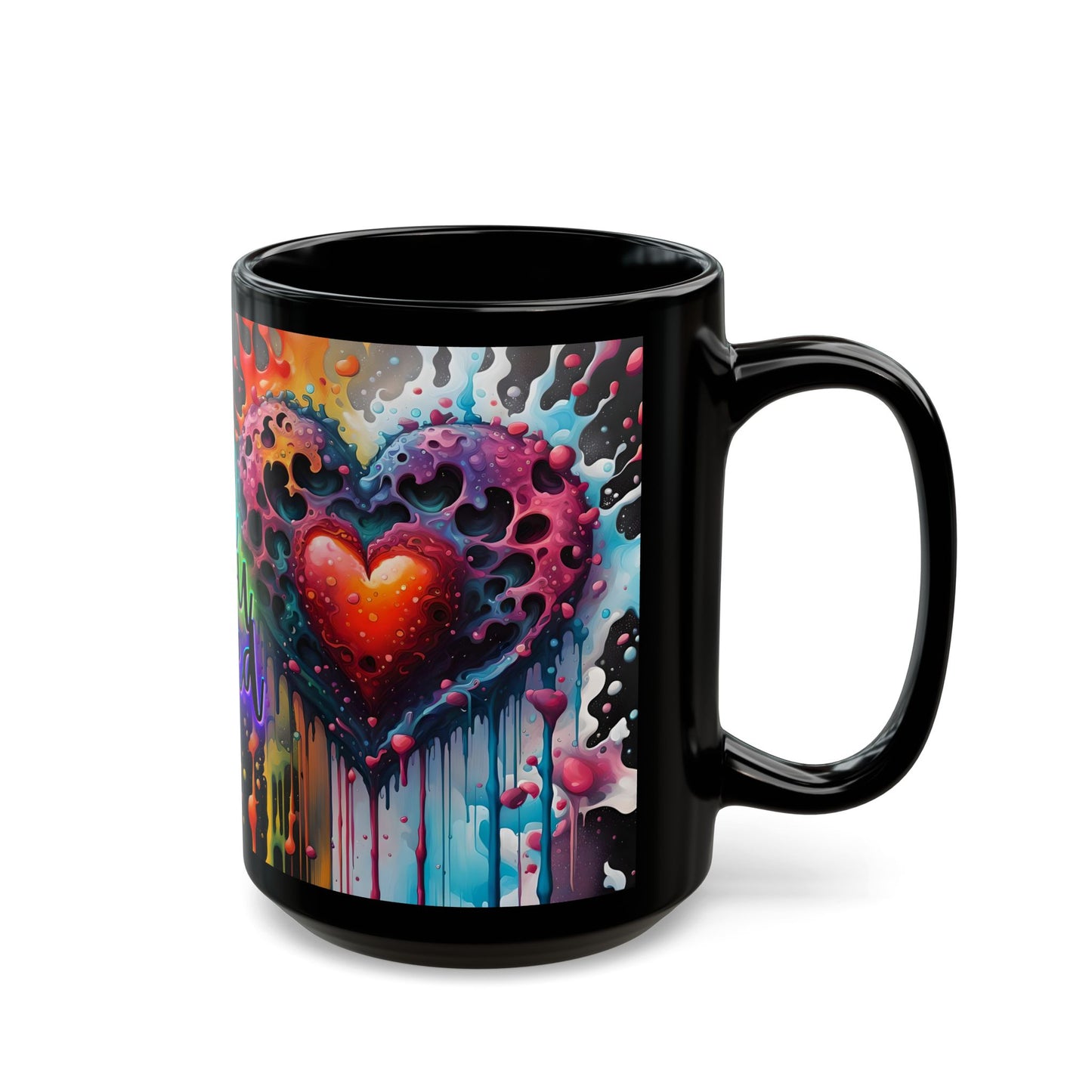 Psychedelic Heart Mug – All You Need is Love – Trippy Coffee Cup
