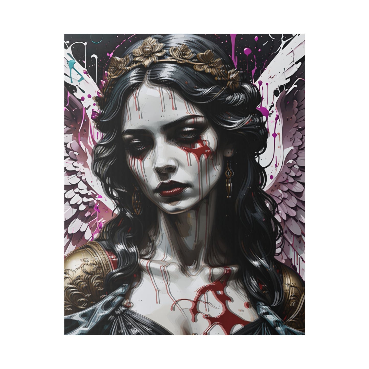 Angelic Blood‑Tears Fine Art Print | Dark Gothic Interior