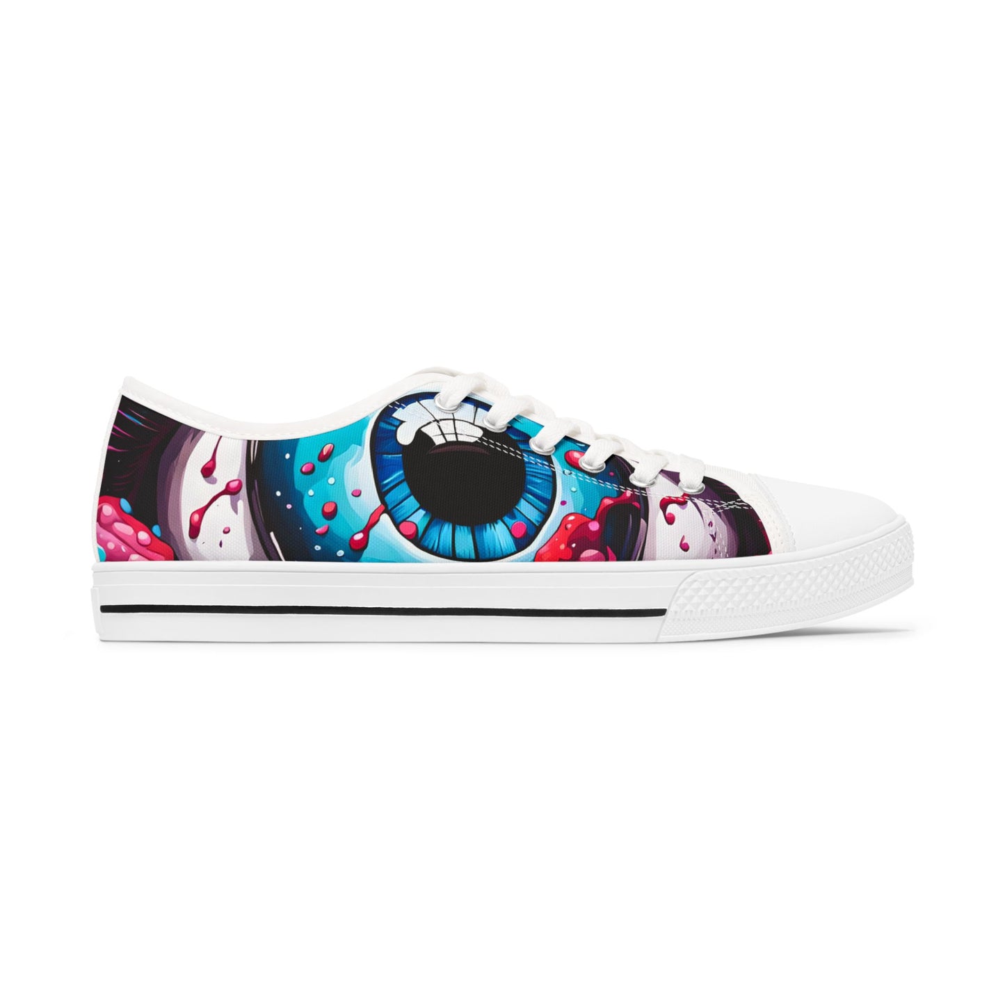 Cosmic Eye Women’s Sneakers – Trippy Art Low Tops with All-Seeing Eye Design