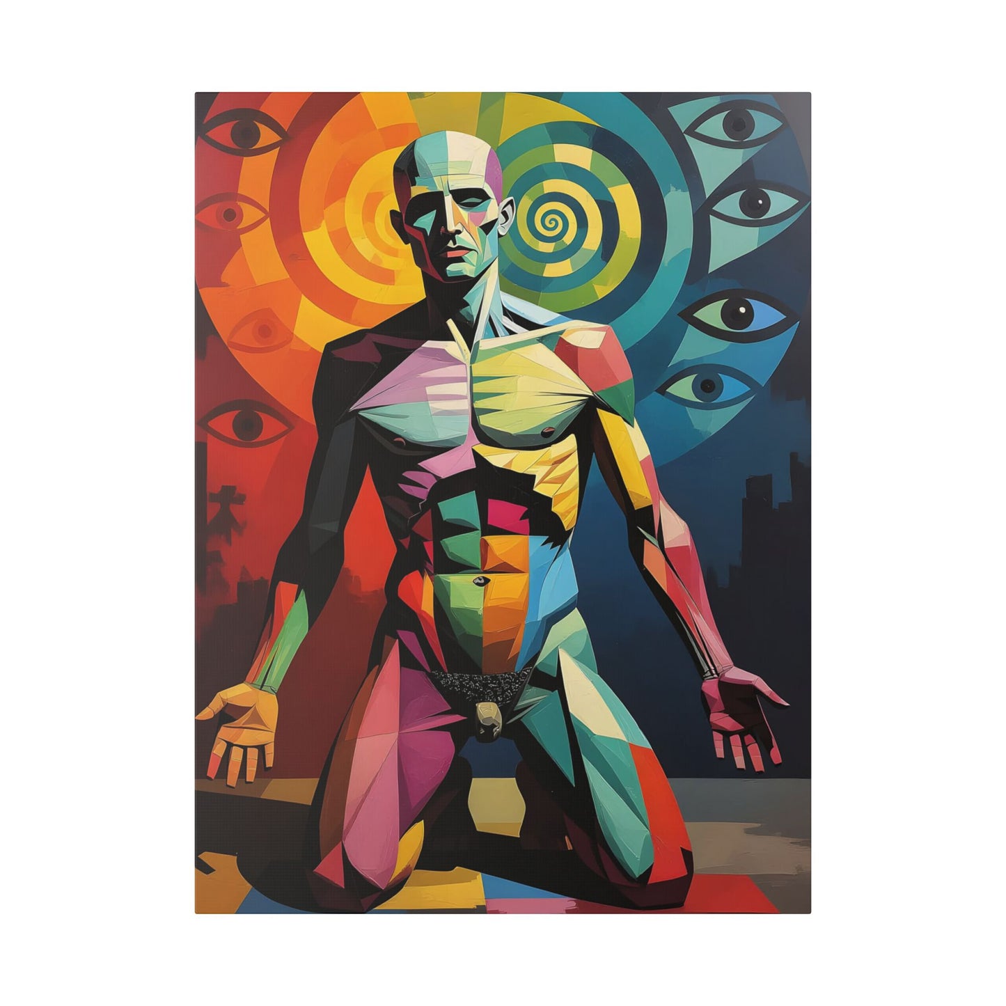 Psychedelic Human Canvas Art Print – Surreal Colourful Visionary Wall Art