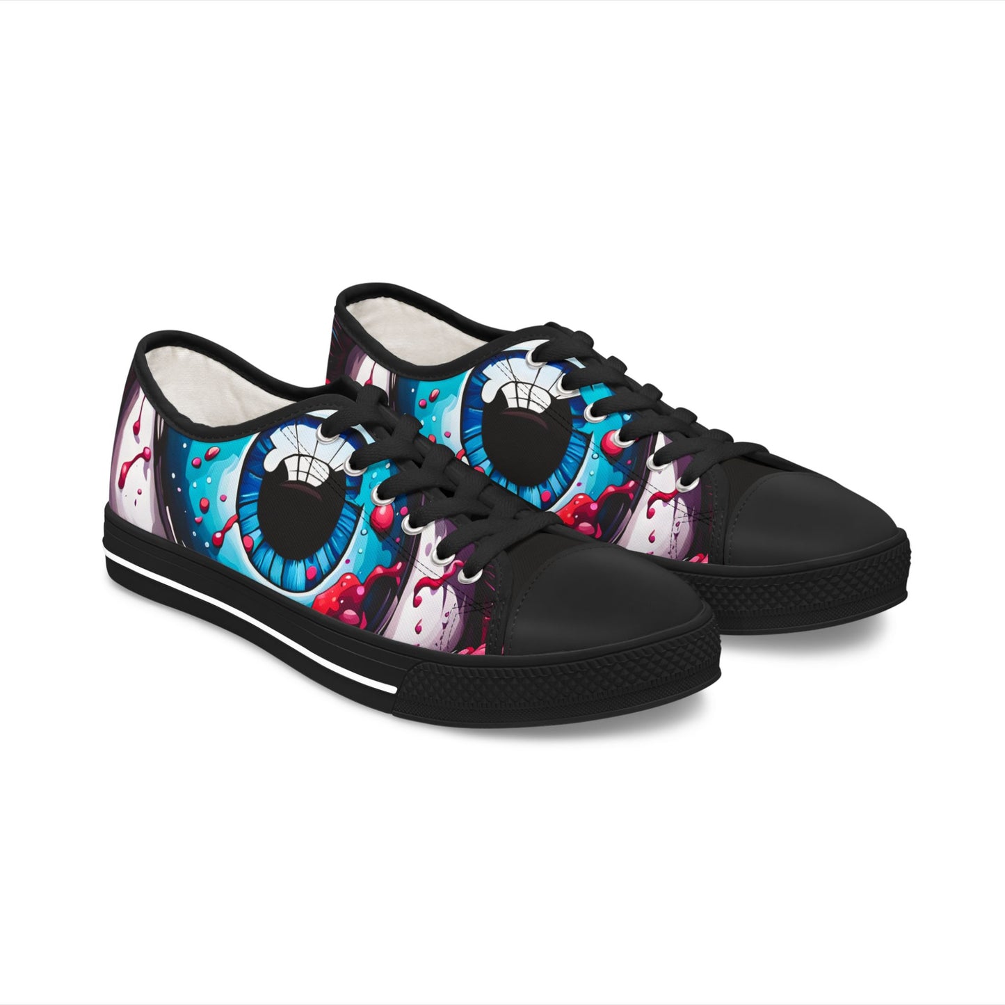 Cosmic Eye Women’s Sneakers – Trippy Art Low Tops with All-Seeing Eye Design