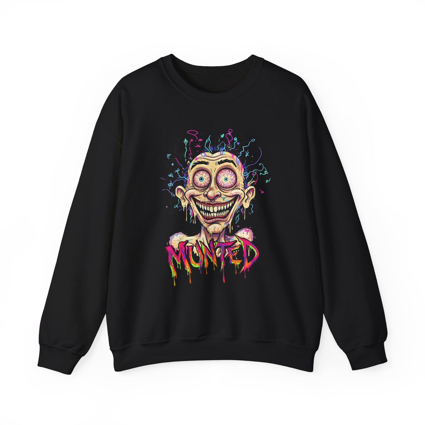 Munted Face Sweatshirt — Trippy Graphic Pullover for Weird Art Lovers