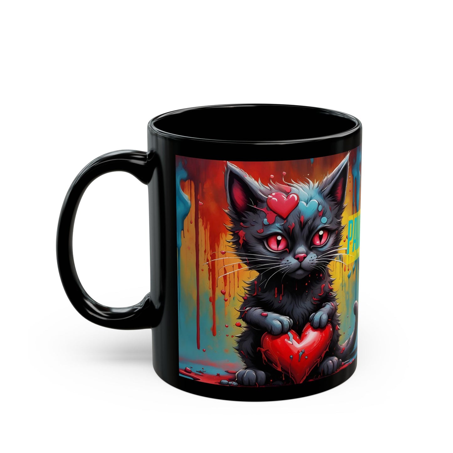 Cute Cat Lovers Mug | Black Ceramic Design Mug | Ideal Coffee Cup Gift | Cat Mom Gift | Kitty Lover Mug | Black Ceramic Cat Lovers Mug