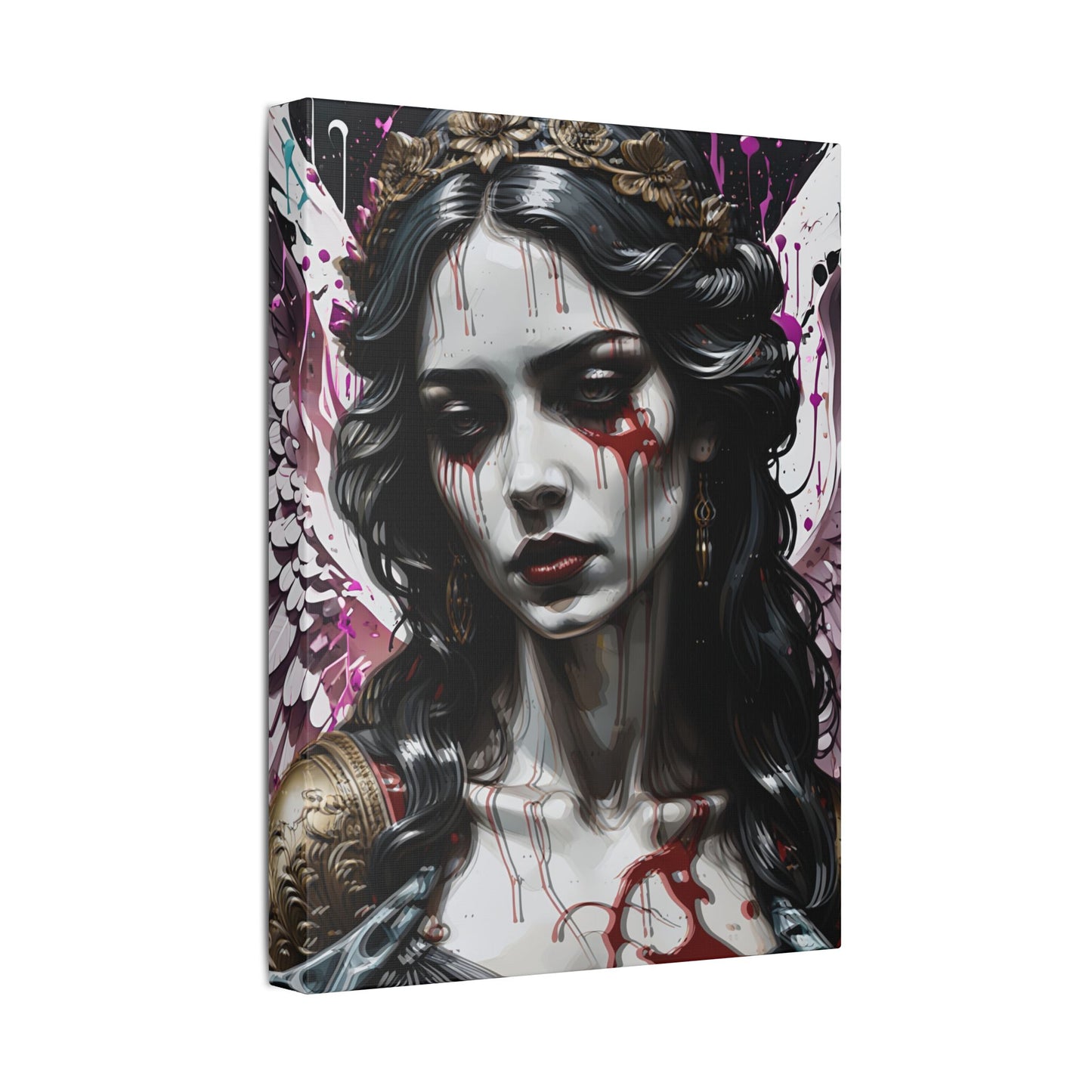 Angelic Blood‑Tears Fine Art Print | Dark Gothic Interior