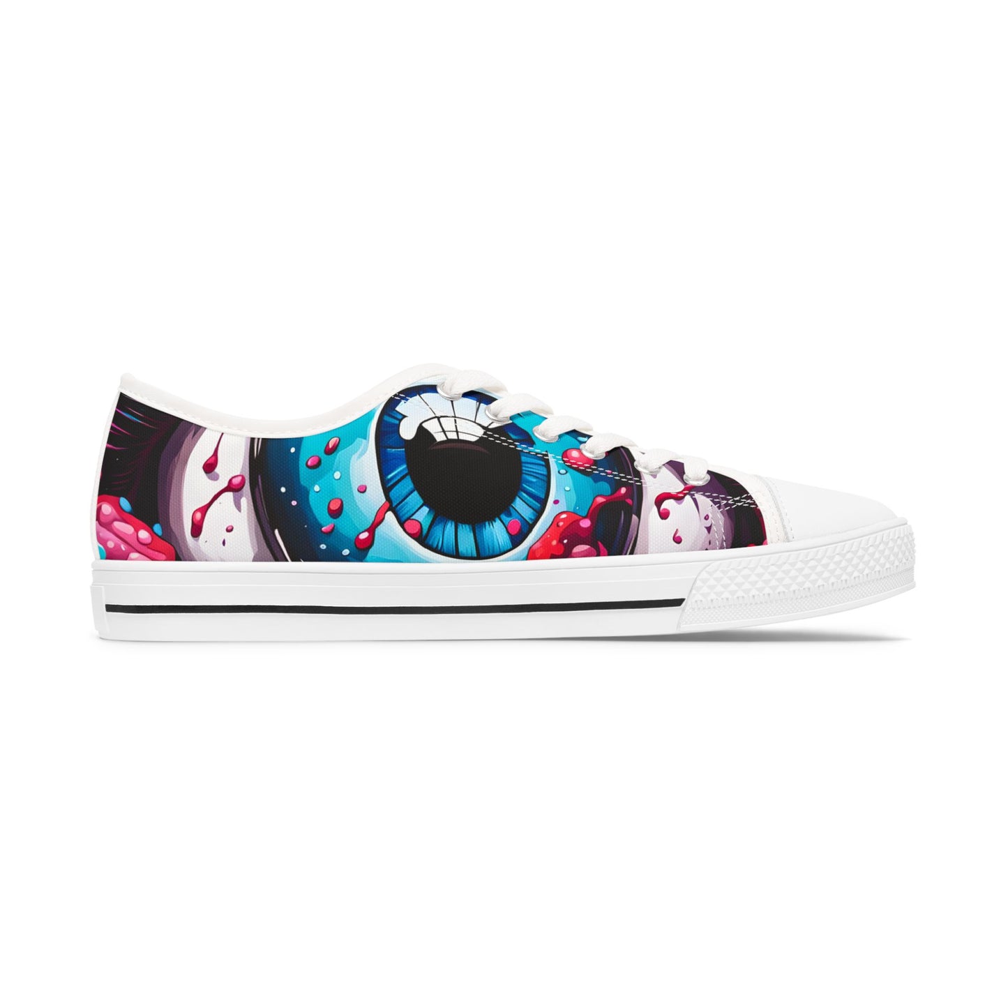 Cosmic Eye Women’s Sneakers – Trippy Art Low Tops with All-Seeing Eye Design