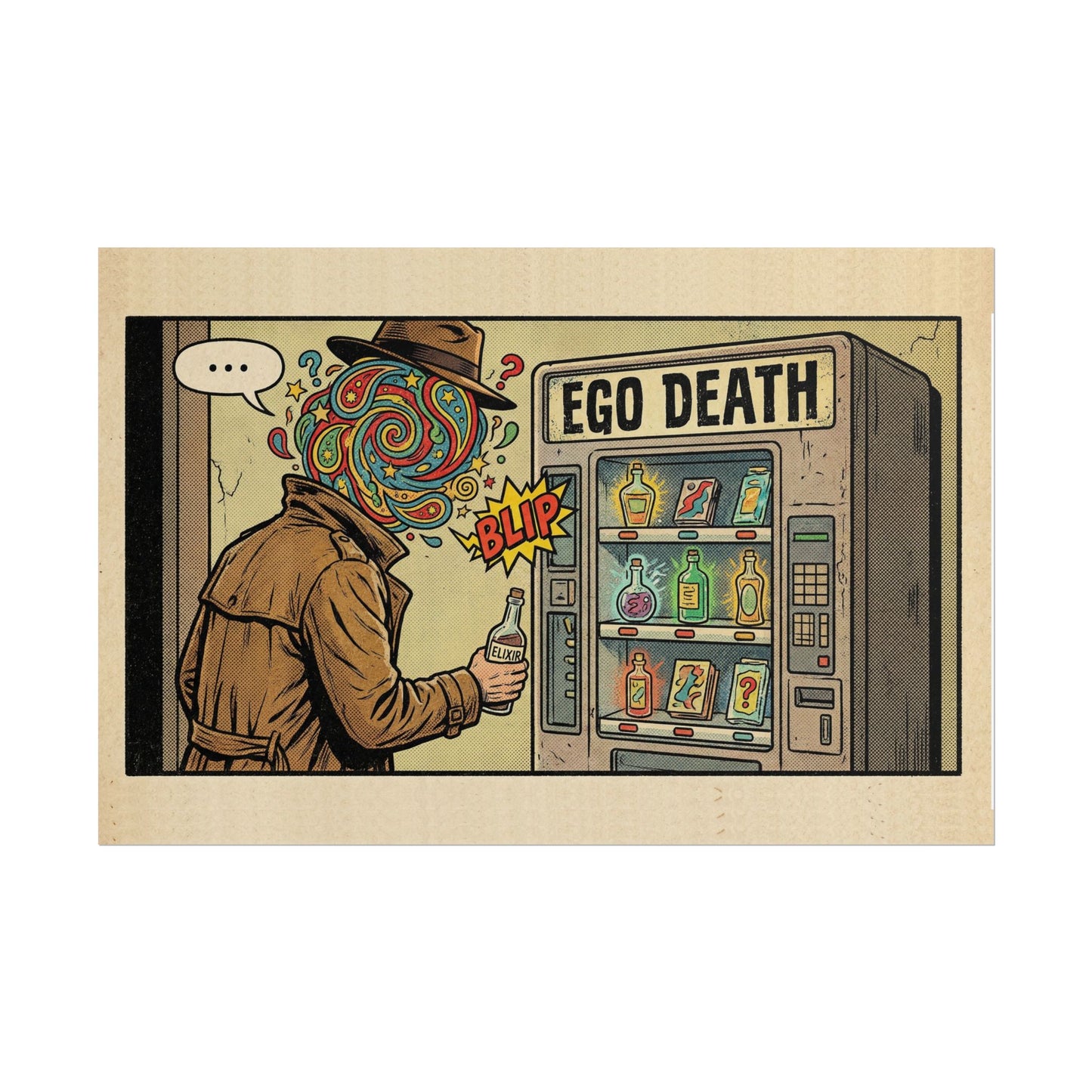 Ego Death — Vintage Comic Art Print | Pop Surrealism Wall Art | Rolled Poster