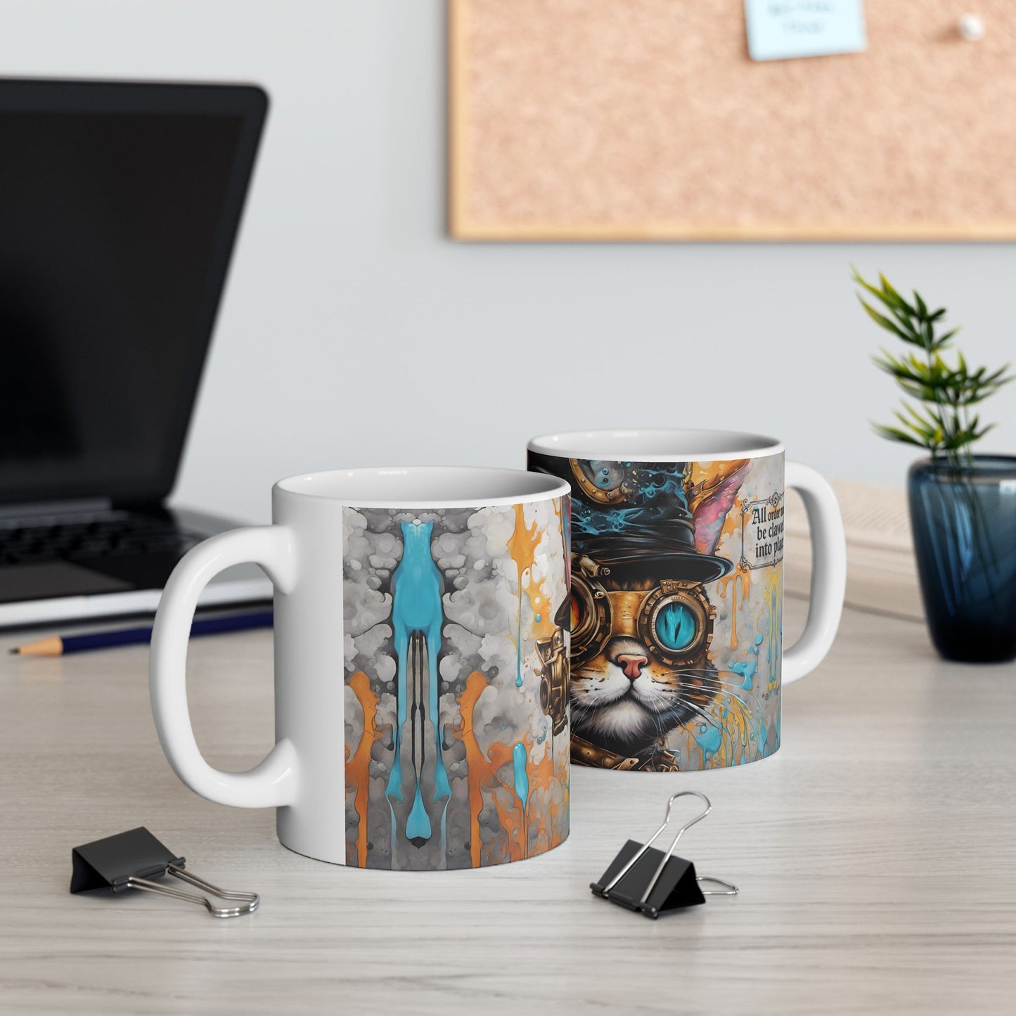 Baroness Nyx von Clawthorne Mug 11oz/15oz – Steampunk Cat Fantasy Art | Muntedverse Great Pantry War Collectible Drinkware