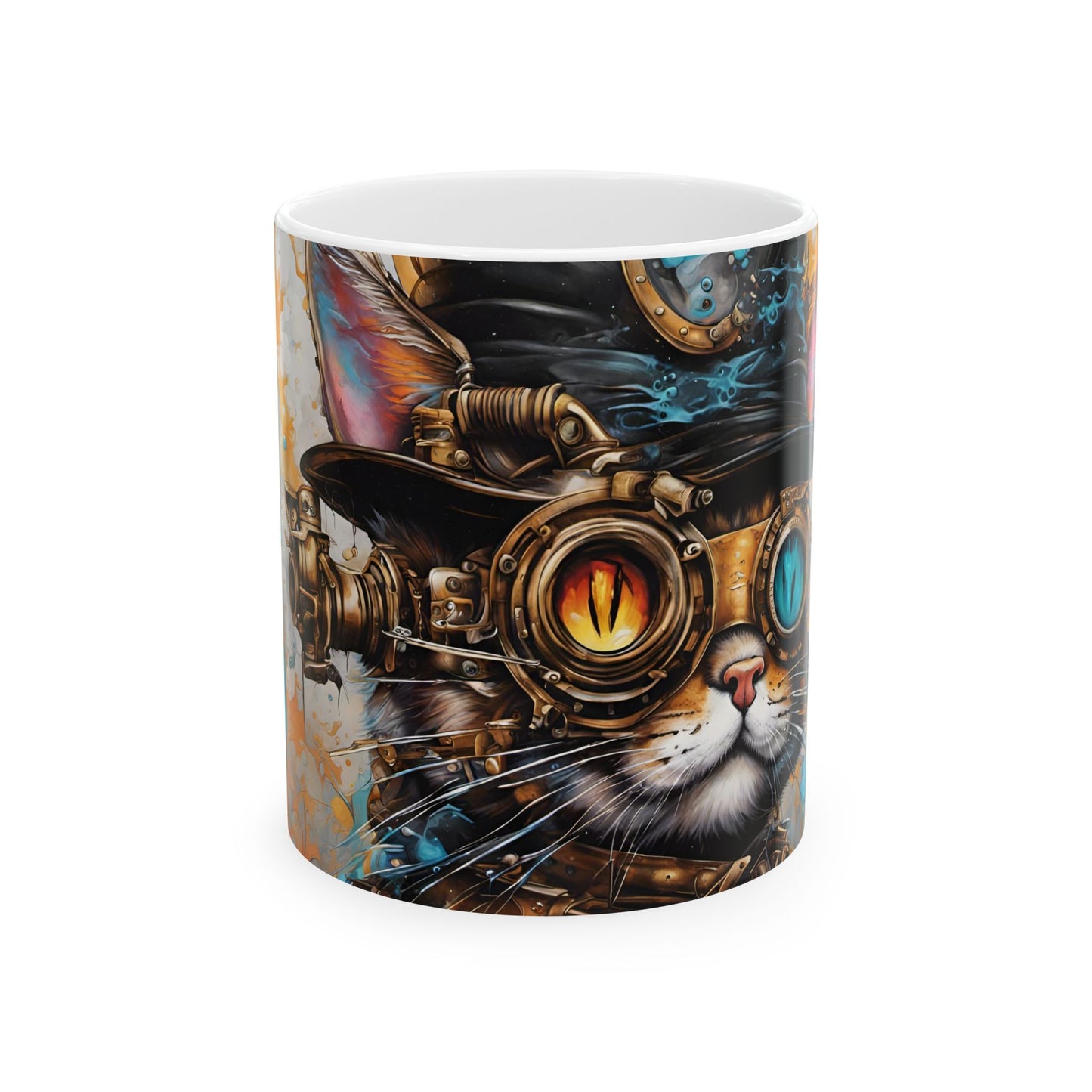 Baroness Nyx von Clawthorne Mug 11oz/15oz – Steampunk Cat Fantasy Art | Muntedverse Great Pantry War Collectible Drinkware