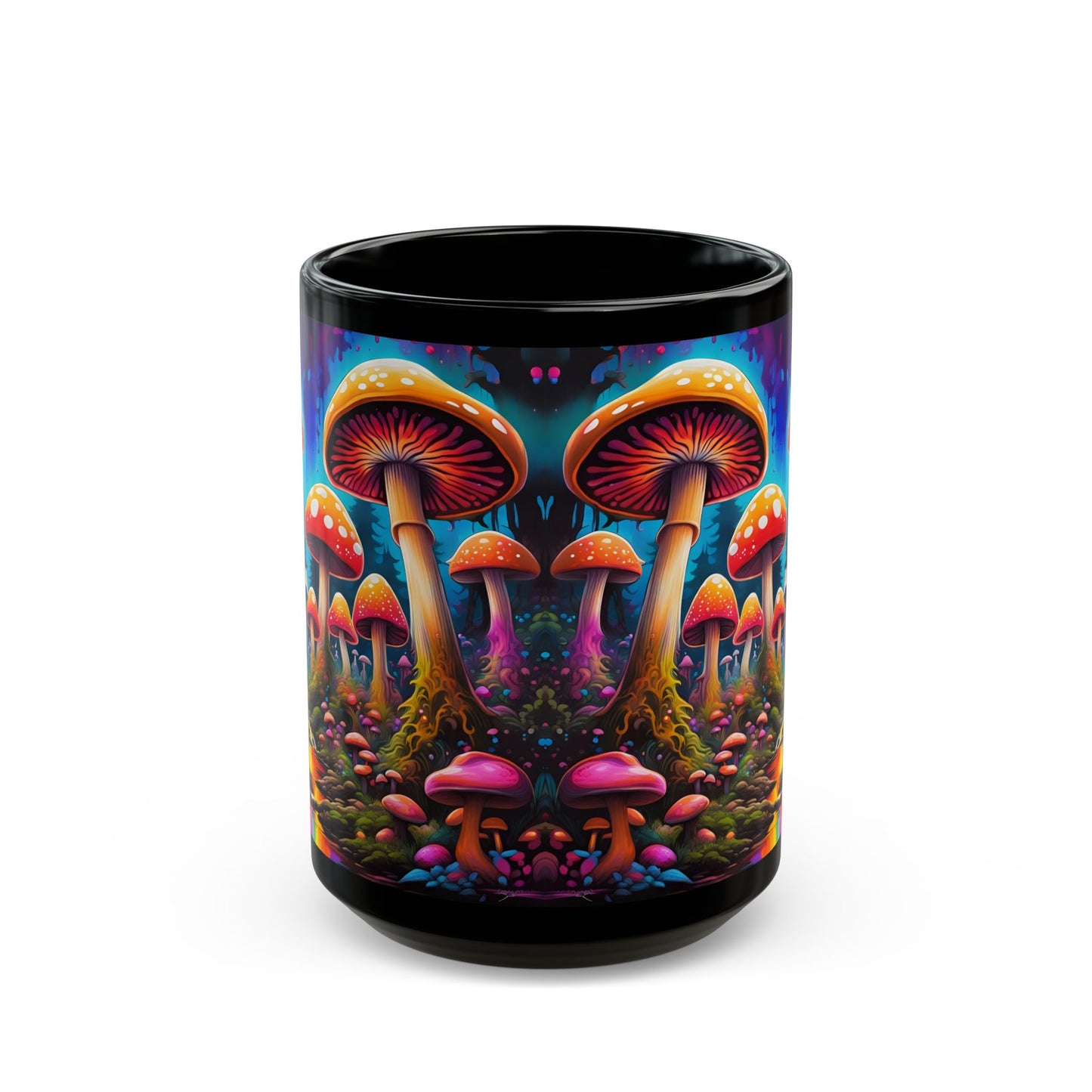 Vibrant Psychedelic Mushroom Forest Ceramic Mug | Colorful Coffee Cup | Unique Nature Lover Gift