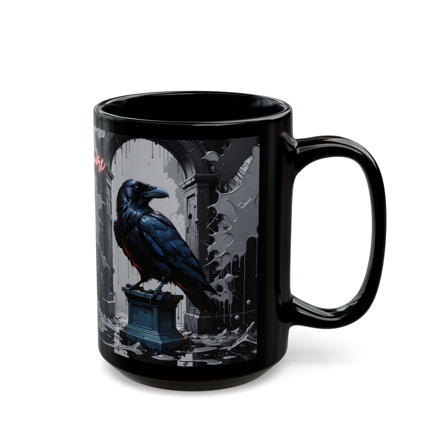 Nevermore Raven Mug – Gothic Black Coffee Cup for Poe Lovers, Writers & Literary Souls