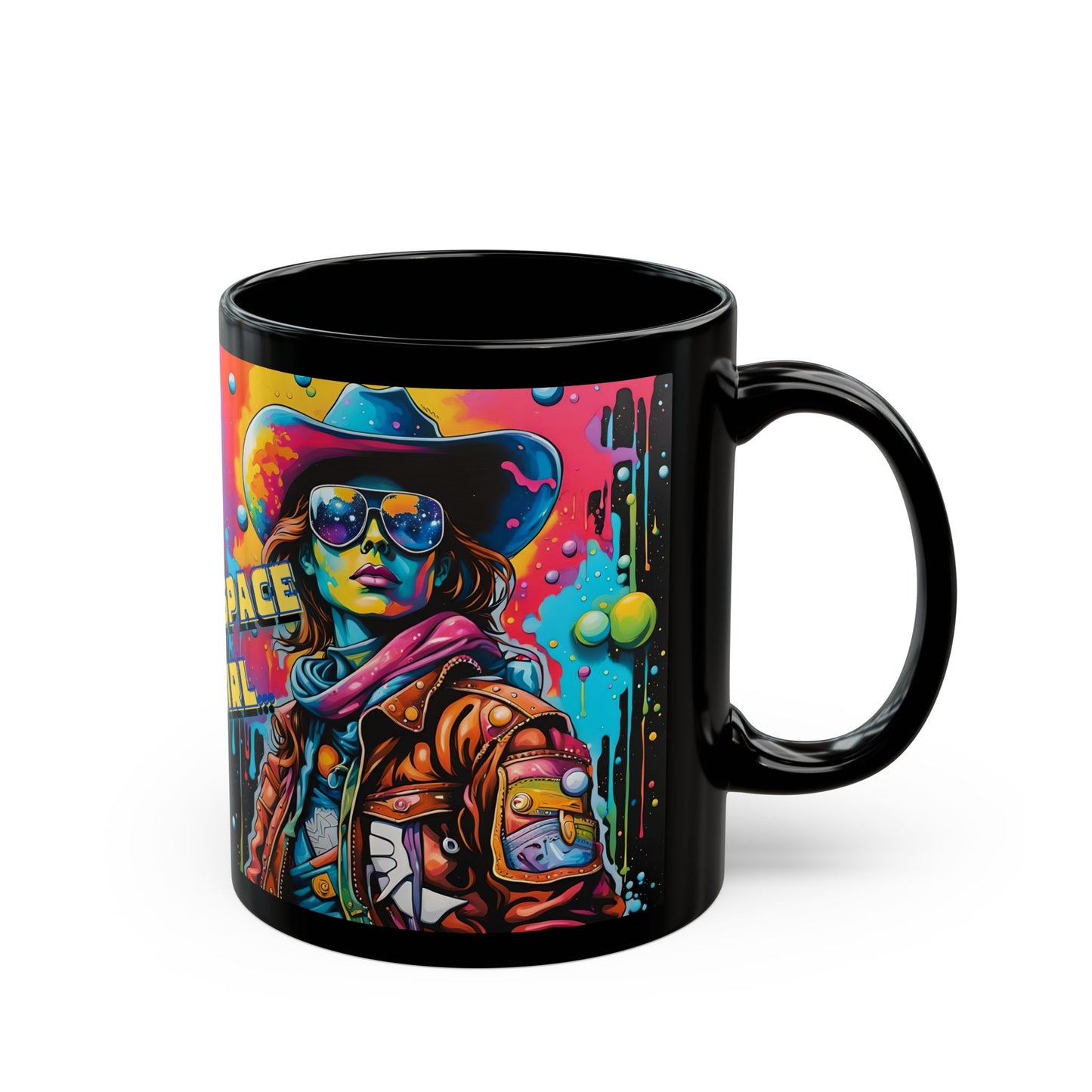 Psychedelic Space Cowgirl Mug – Cosmic Retro Coffee Cup
