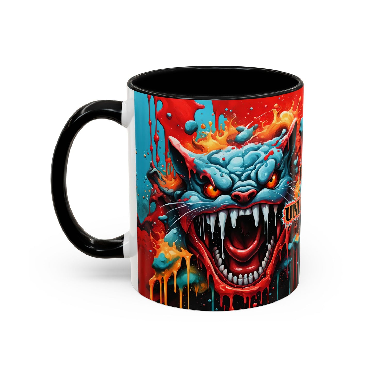 Psychedelic Cat Mug – “Fury Unleashed” | Vibrant Feline Rage in Mug Form