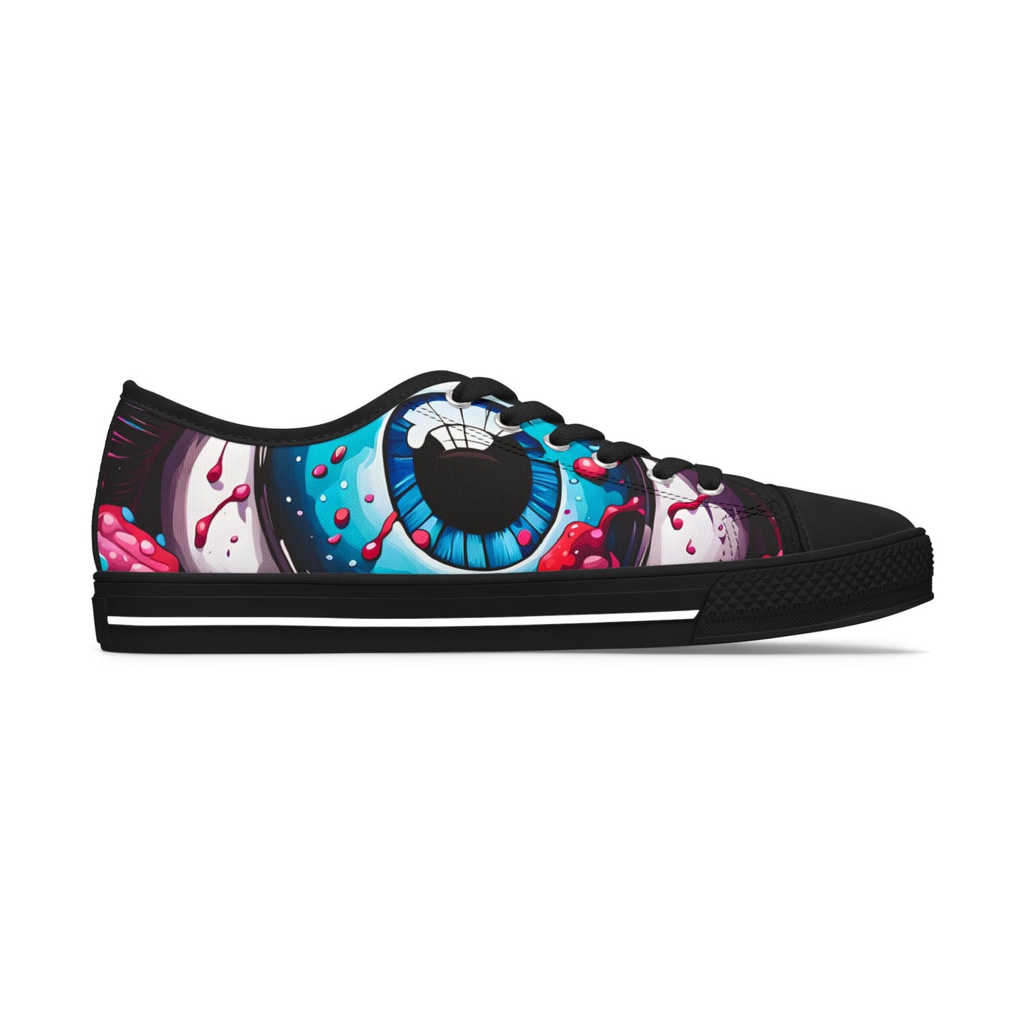 Cosmic Eye Women’s Sneakers – Trippy Art Low Tops with All-Seeing Eye Design