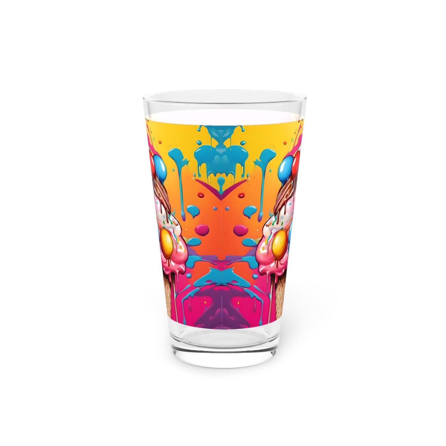 Ice Cream & Lollipop Pop Art Pint Glass – Bright Colourful Tumbler Cup (16oz)