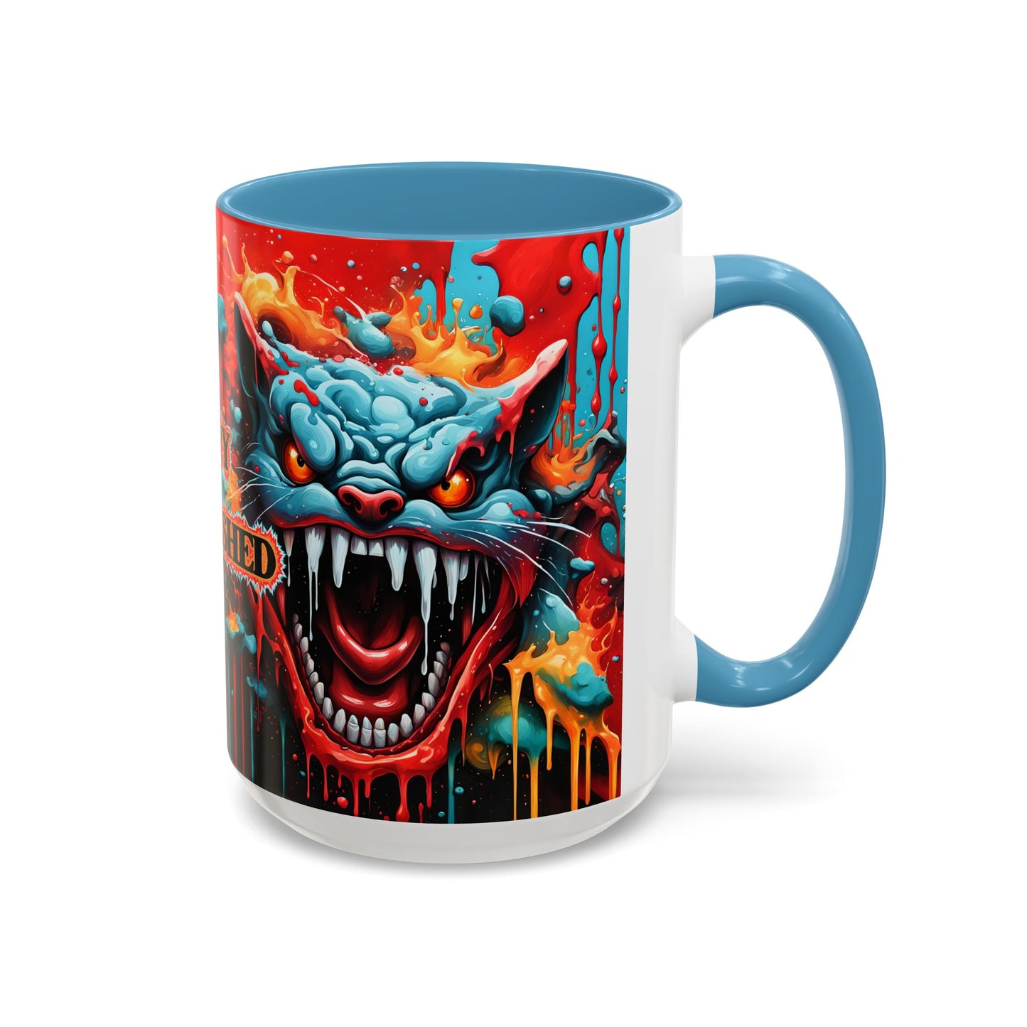 Psychedelic Cat Mug – “Fury Unleashed” | Vibrant Feline Rage in Mug Form