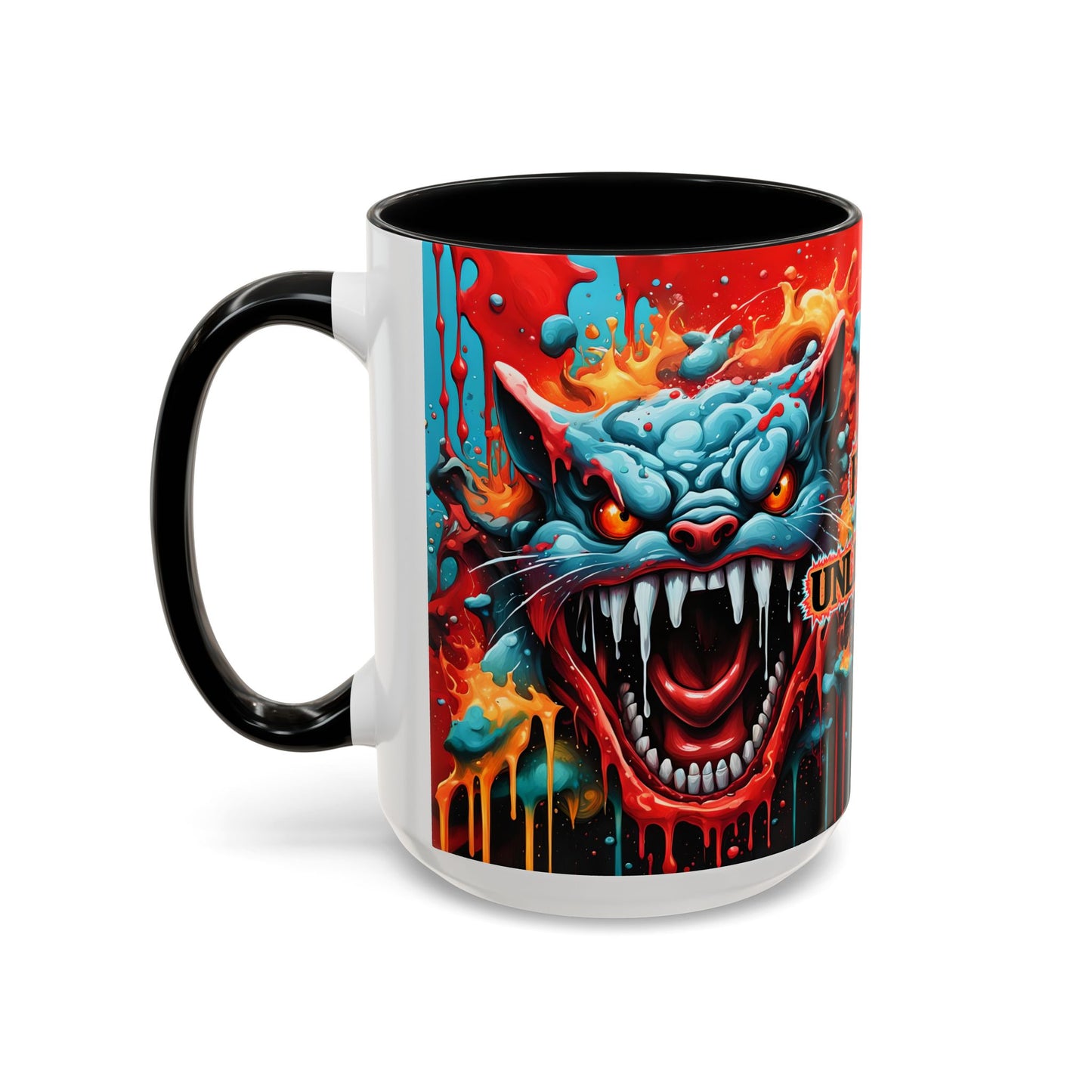 Psychedelic Cat Mug – “Fury Unleashed” | Vibrant Feline Rage in Mug Form