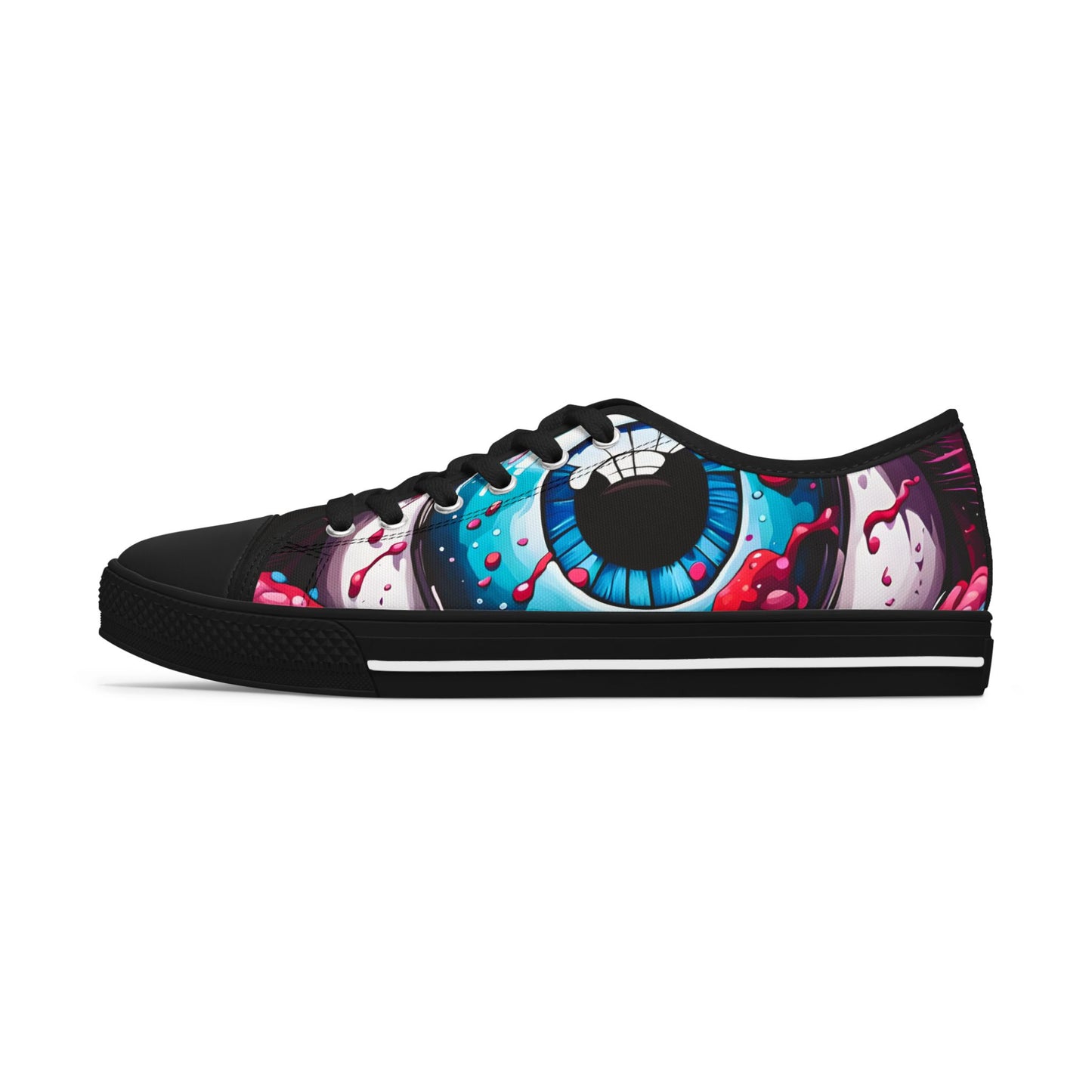 Cosmic Eye Women’s Sneakers – Trippy Art Low Tops with All-Seeing Eye Design