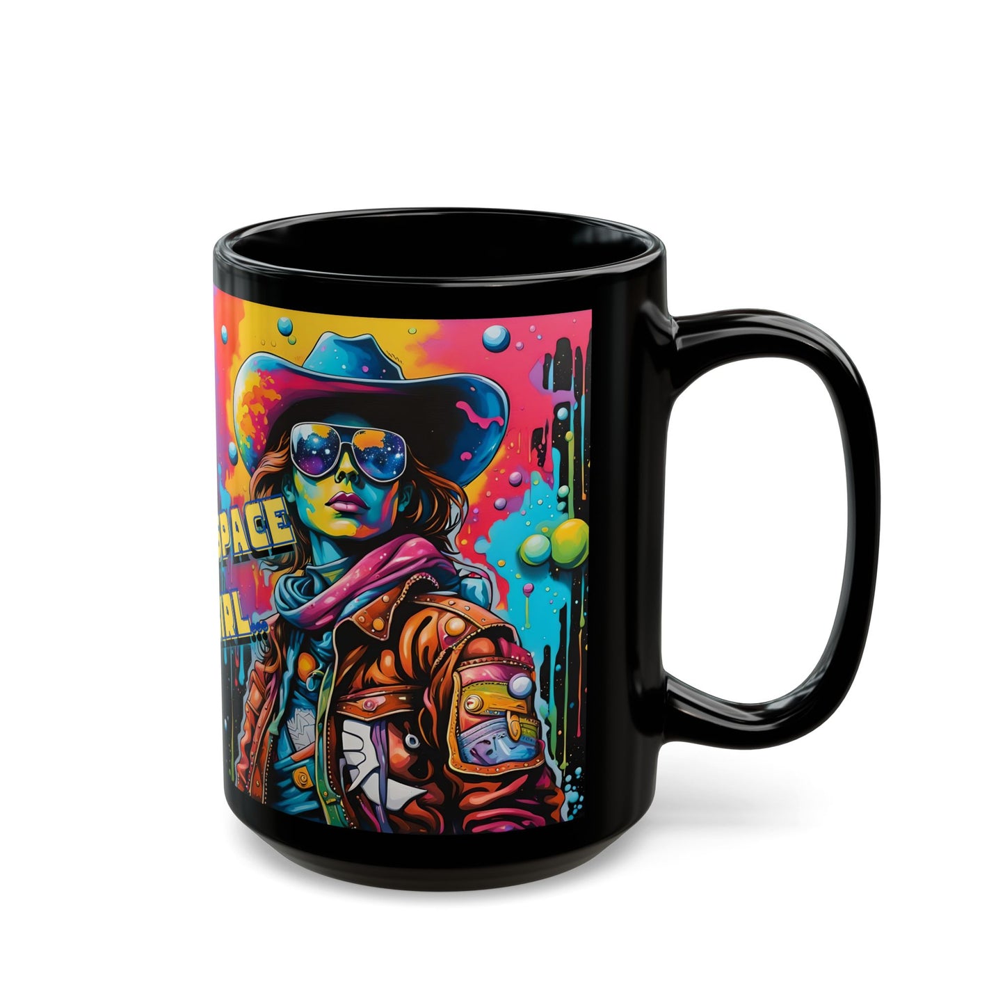 Psychedelic Space Cowgirl Mug – Cosmic Retro Coffee Cup
