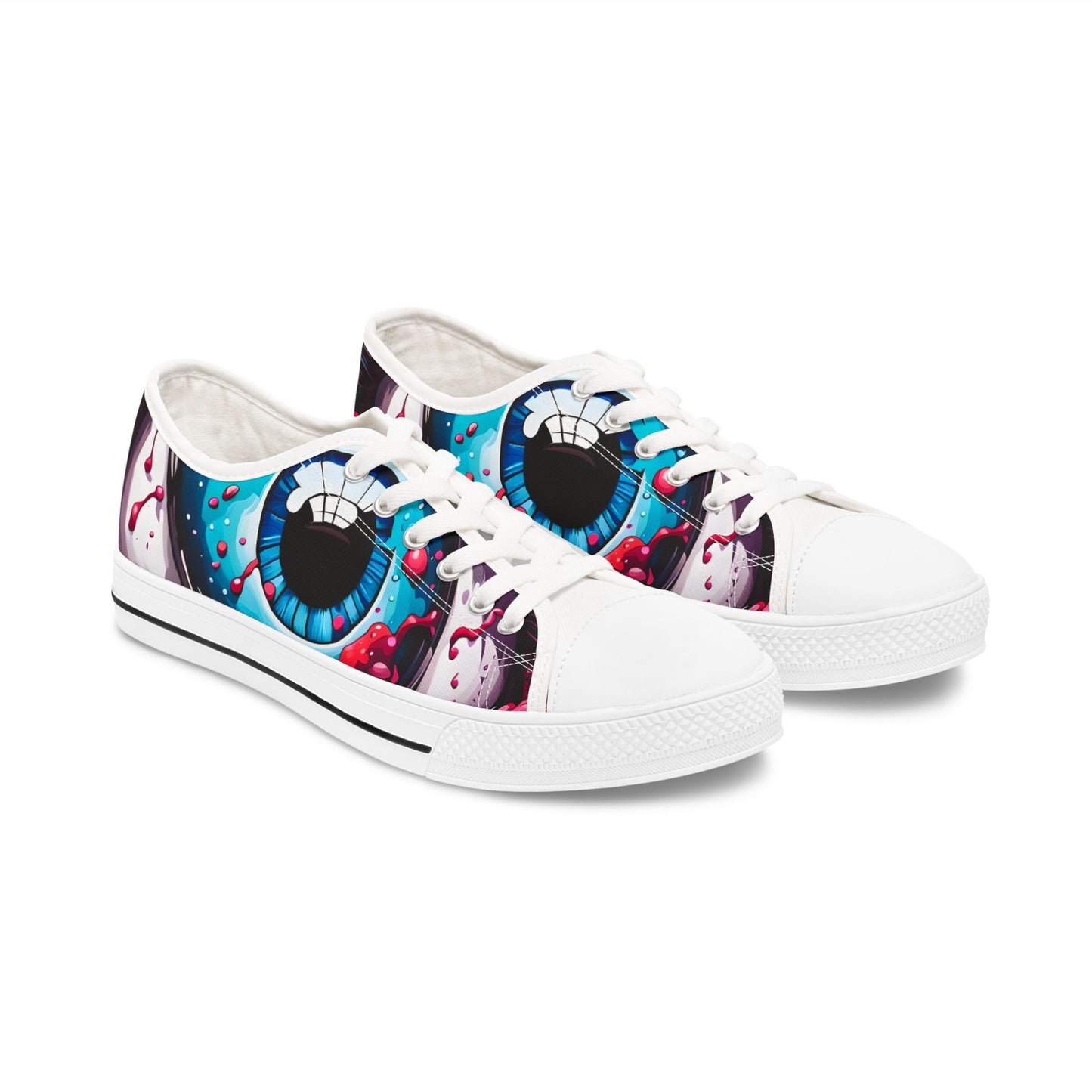 Cosmic Eye Women’s Sneakers – Trippy Art Low Tops with All-Seeing Eye Design