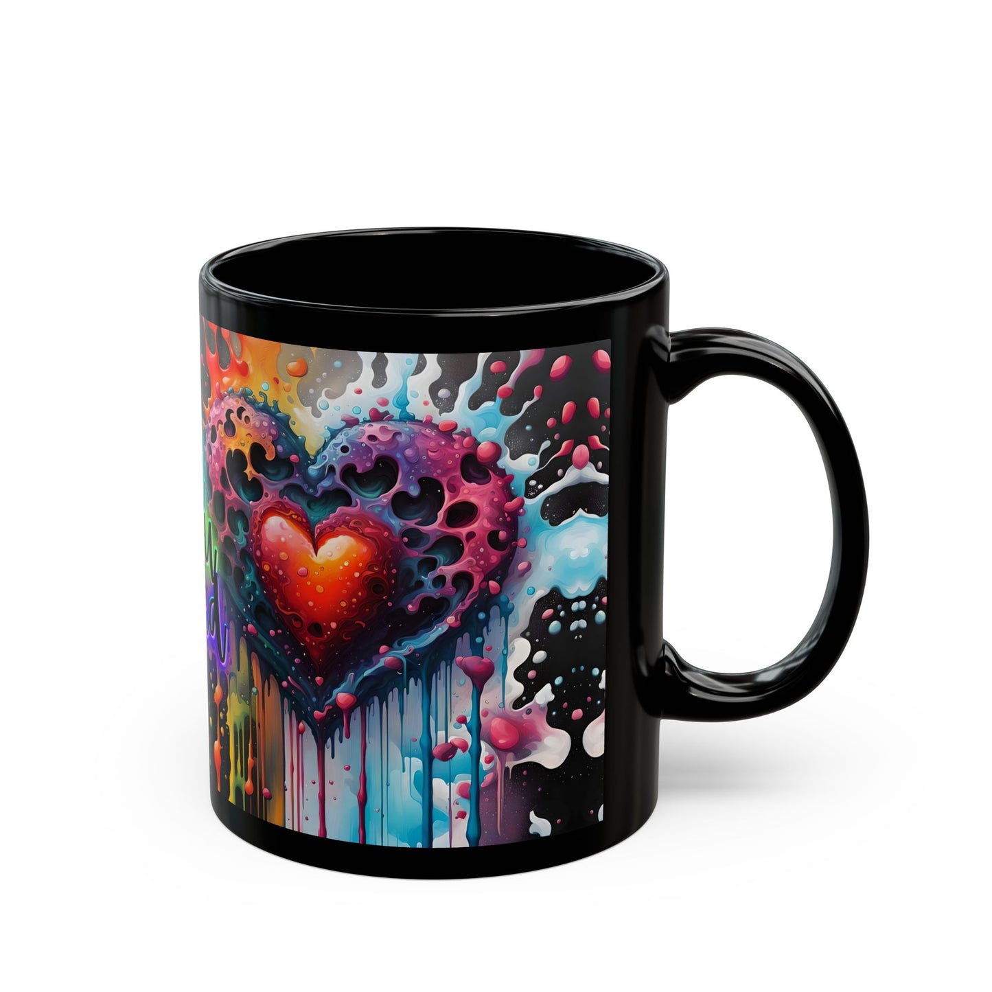 Psychedelic Heart Mug – All You Need is Love – Trippy Coffee Cup