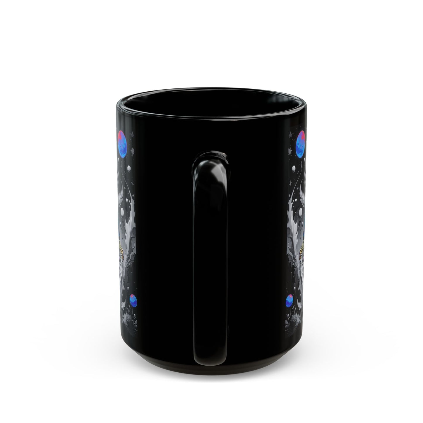 Psychedelic Tarot Mug – The Fool Card 0 – Trippy Skeleton Art – “Walk Like the Universe Owes You a Road” – Ceramic Coffee Cup