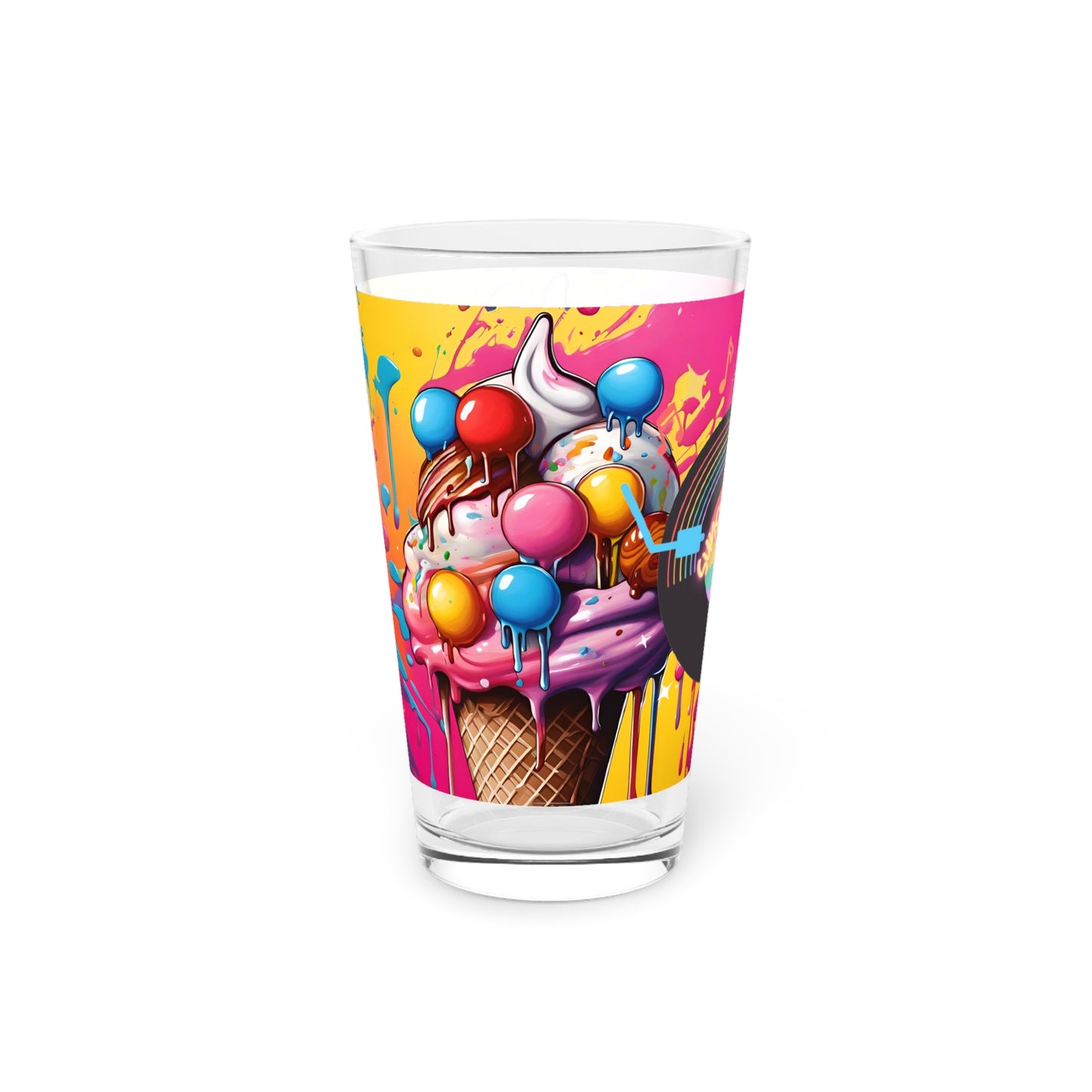 Ice Cream & Lollipop Pop Art Pint Glass – Bright Colourful Tumbler Cup (16oz)