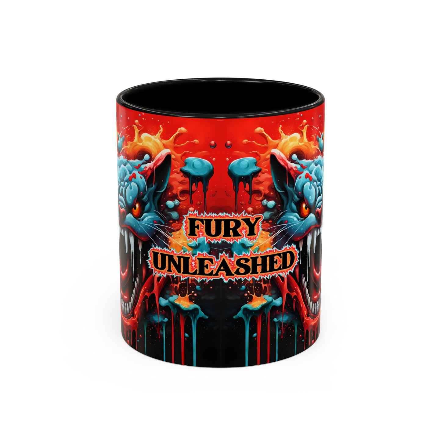 Psychedelic Cat Mug – “Fury Unleashed” | Vibrant Feline Rage in Mug Form