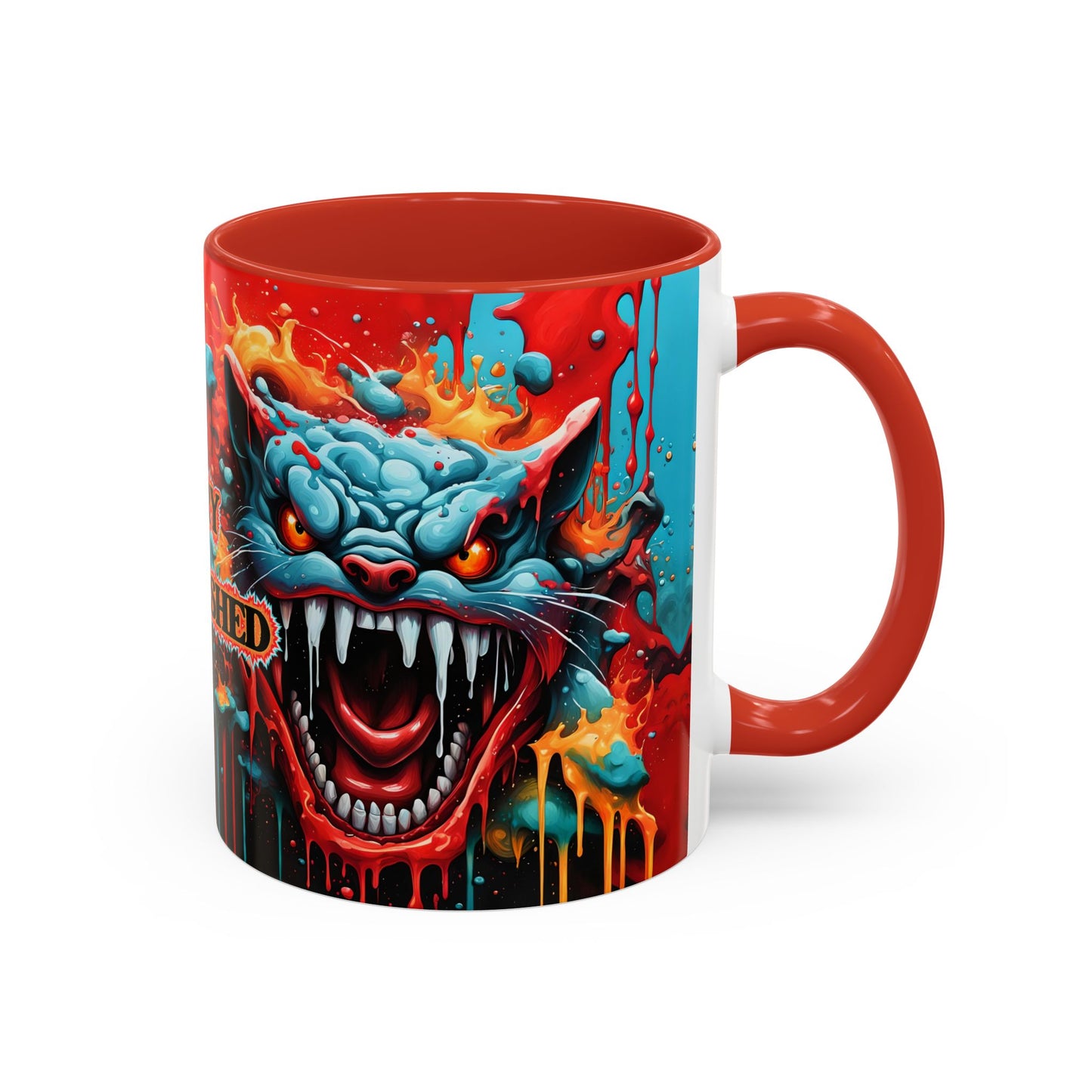 Psychedelic Cat Mug – “Fury Unleashed” | Vibrant Feline Rage in Mug Form