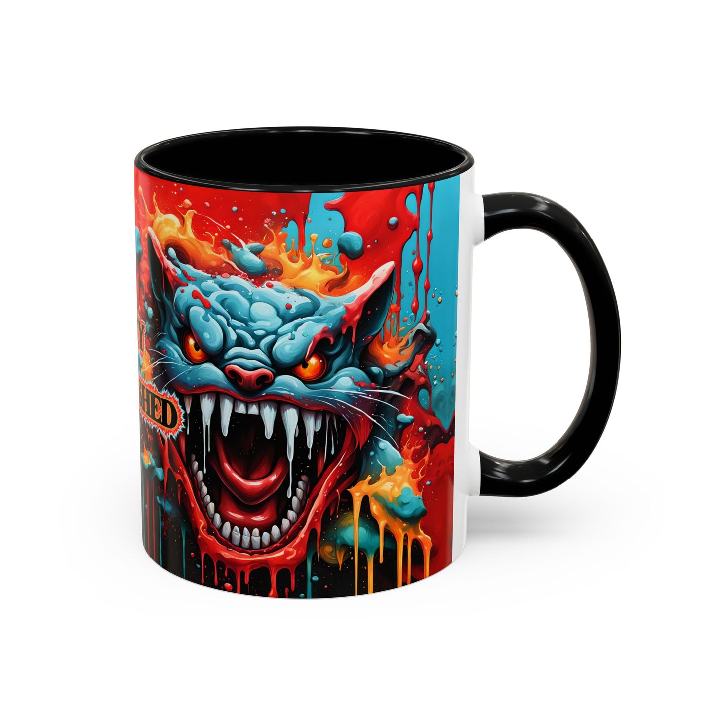 Psychedelic Cat Mug – “Fury Unleashed” | Vibrant Feline Rage in Mug Form