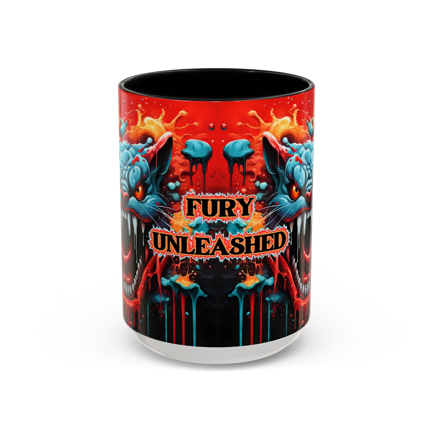Psychedelic Cat Mug – “Fury Unleashed” | Vibrant Feline Rage in Mug Form