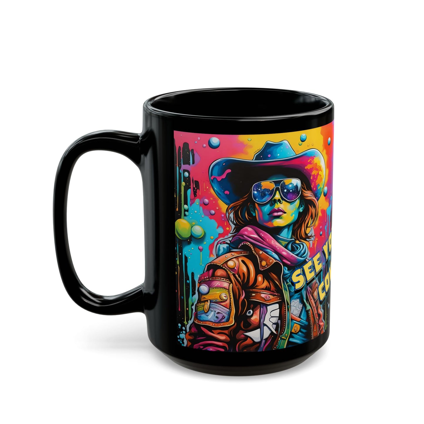 Psychedelic Space Cowgirl Mug – Cosmic Retro Coffee Cup