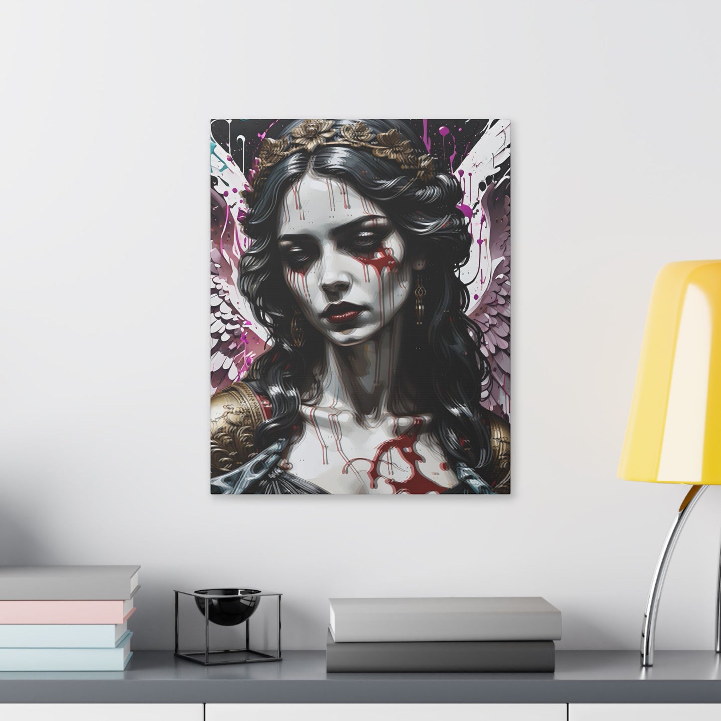 Angelic Blood‑Tears Fine Art Print | Dark Gothic Interior